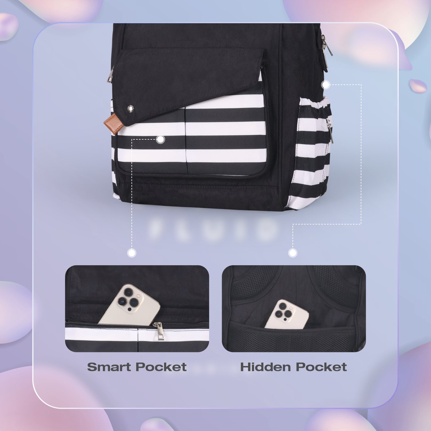 R for Rabbit Caramello Delight Black White Diaper Bag Backpack