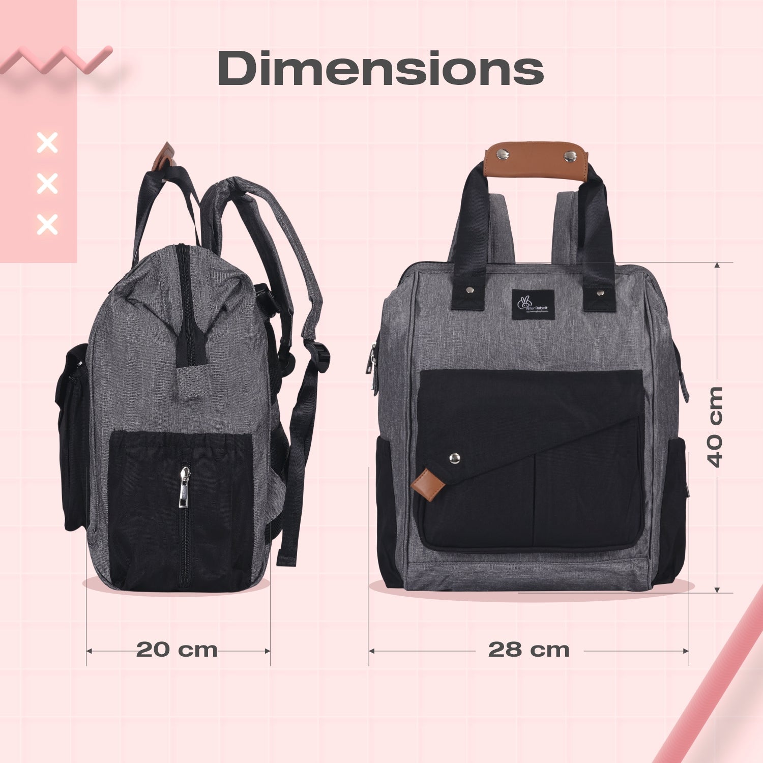 R For Rabbit Caramello Delight Diaper Bag Black 11.81x9.45x17.72in 2.2lb