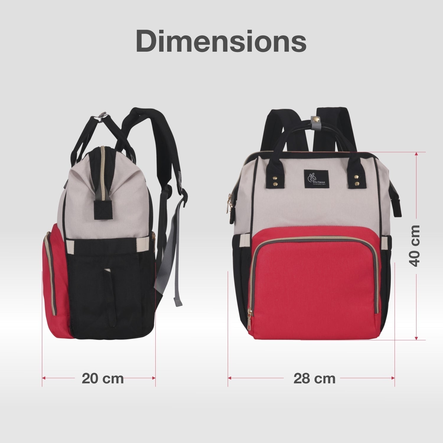 R For Rabbit Caramello Diaper Bag Red Cream 16.9x10.2x7.8in 2.2lb