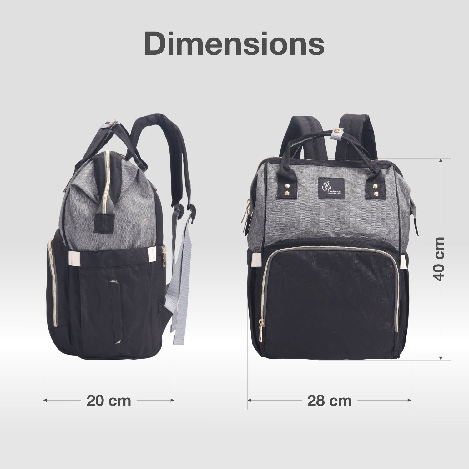 R for Rabbit Caramello Black Grey Smart Fashionable Diaper Bag