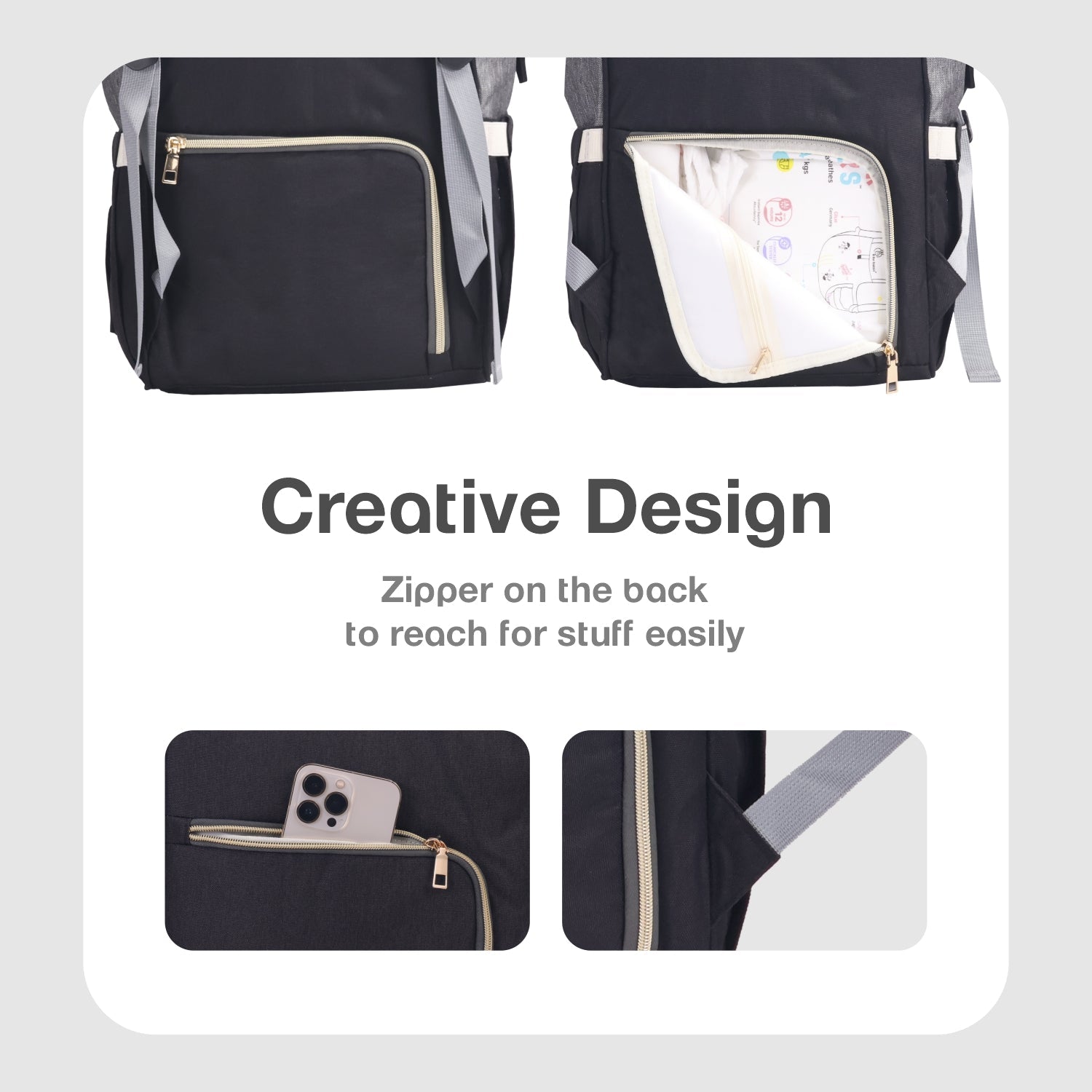 R for Rabbit Caramello Black Grey Smart Fashionable Diaper Bag