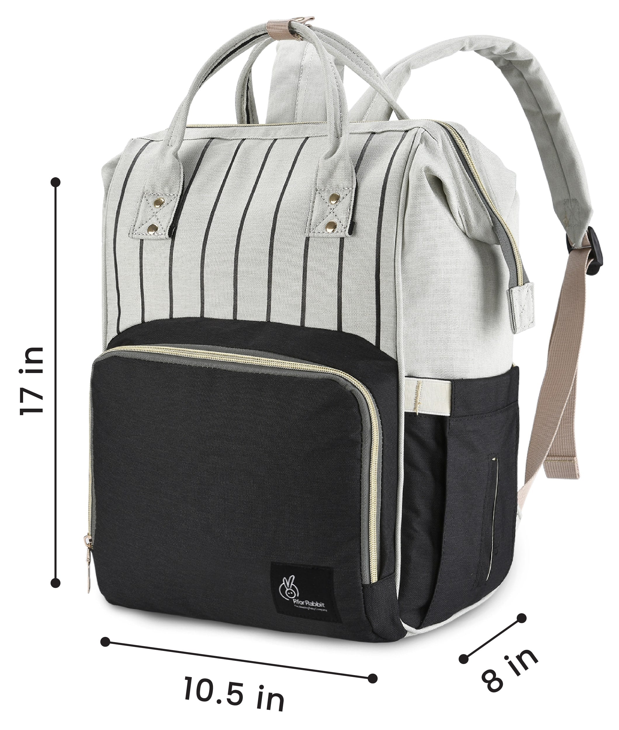 R For Rabbit Caramello Black Strip Smart Fashionable Diaper Bag