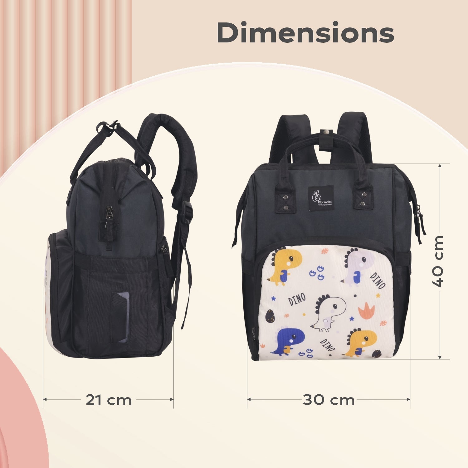 R For Rabbit Caramello Dino Diaper Bag Beige 11.81x8.27x15.75in 1.32lb