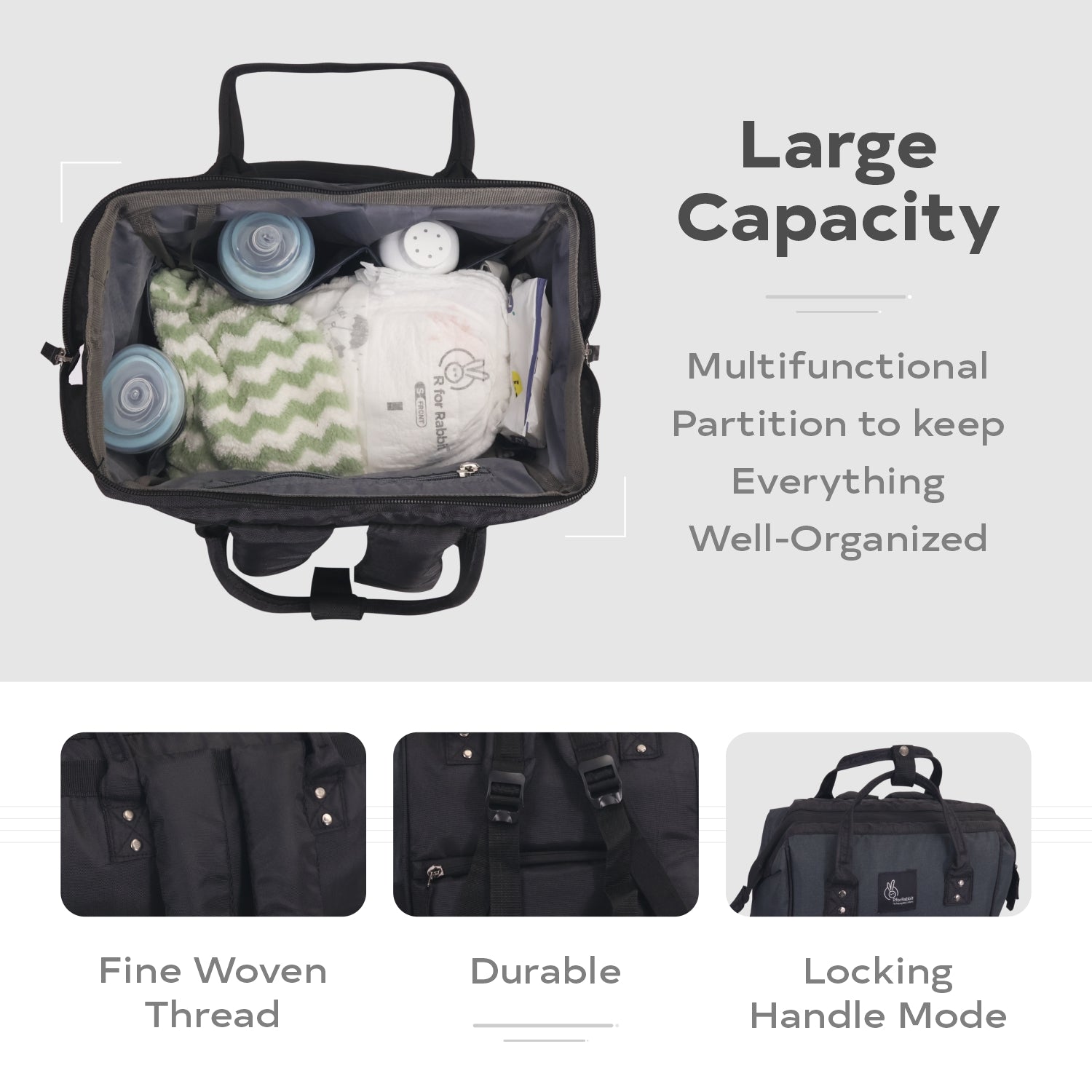 R For Rabbit Caramello Dino Diaper Bag 11 Pockets Sea Green 1.32lb