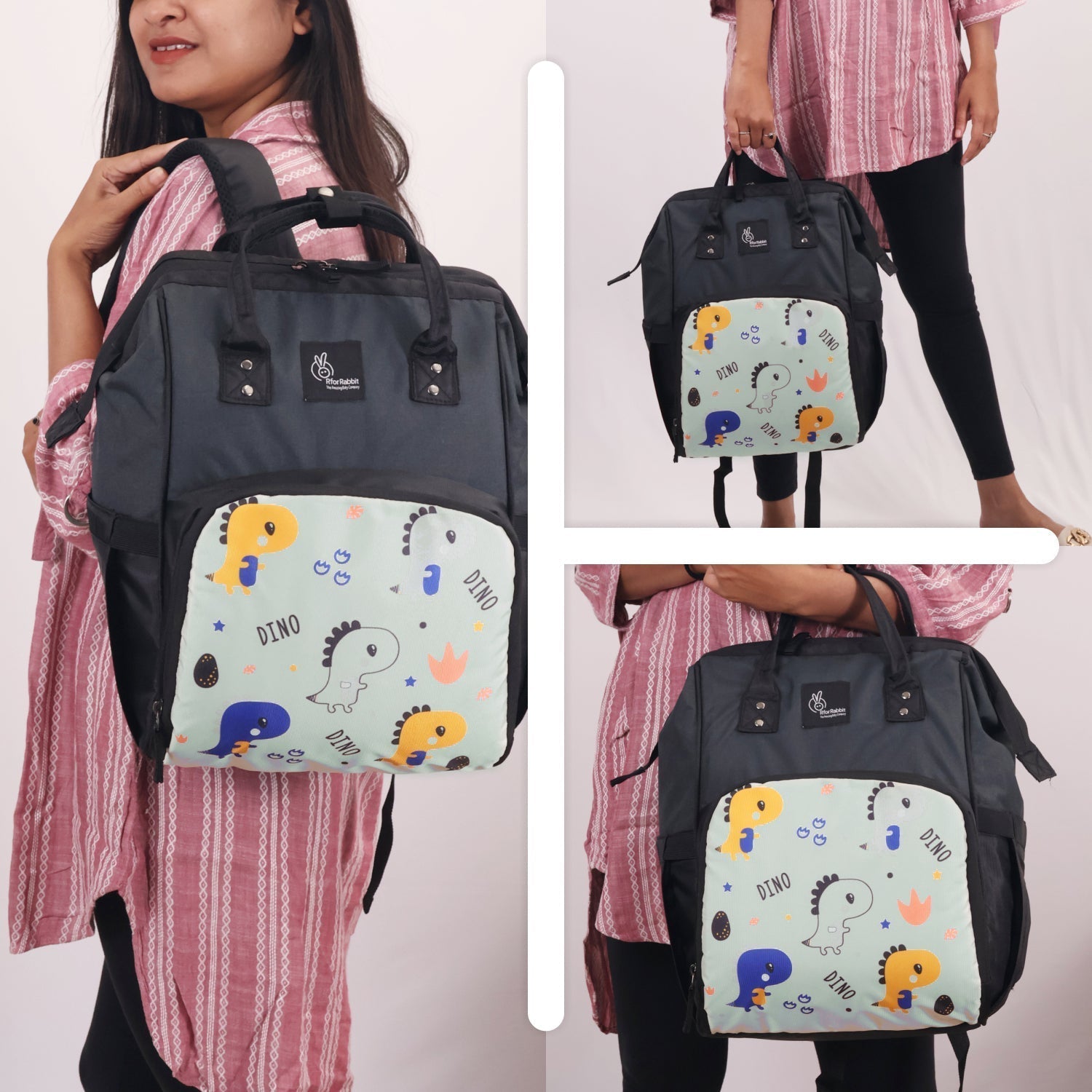 R For Rabbit Caramello Dino Diaper Bag 11 Pockets Sea Green 1.32lb
