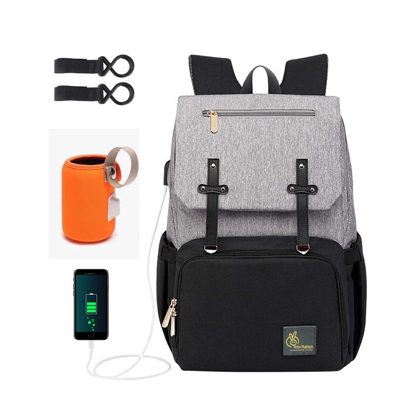 R For Rabbit Caramello Smart Diaper Bag Grey Black 17.32x10.63x7.87in 2.2lb