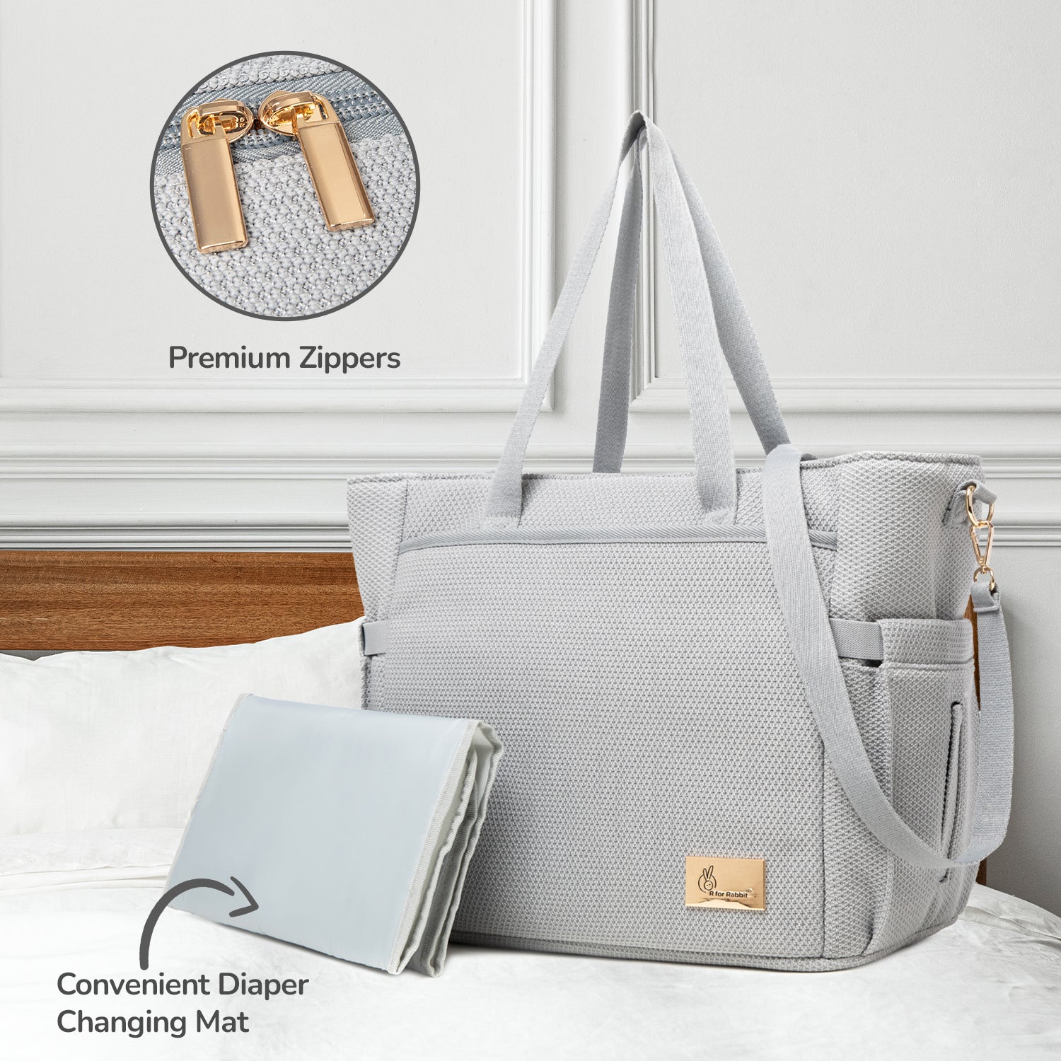 R For Rabbit Caramello Tote Diaper Bag Flyknit Fabric Multi-Purpose 18.3L