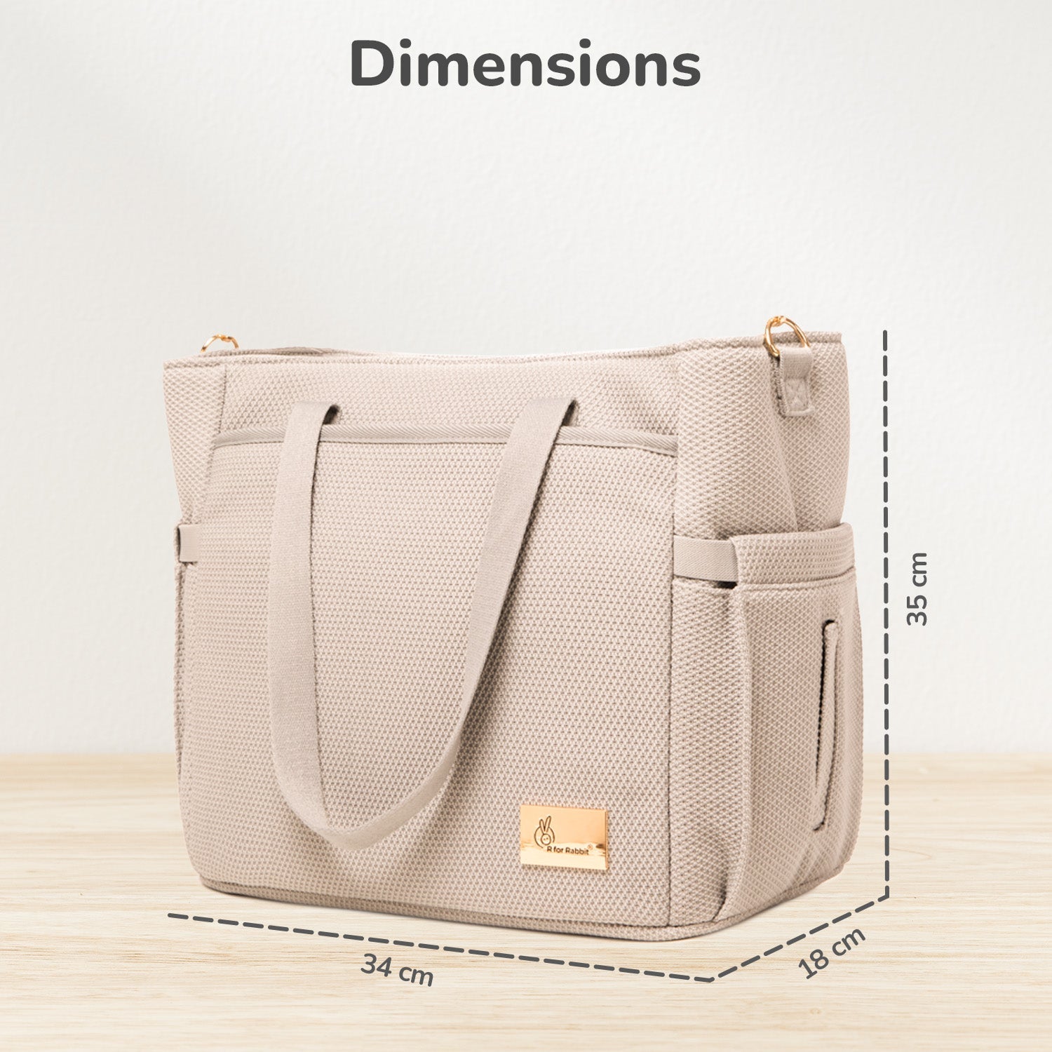 R For Rabbit Caramello Tote Diaper Bag Flyknit Fabric Multi-Purpose 18.3L