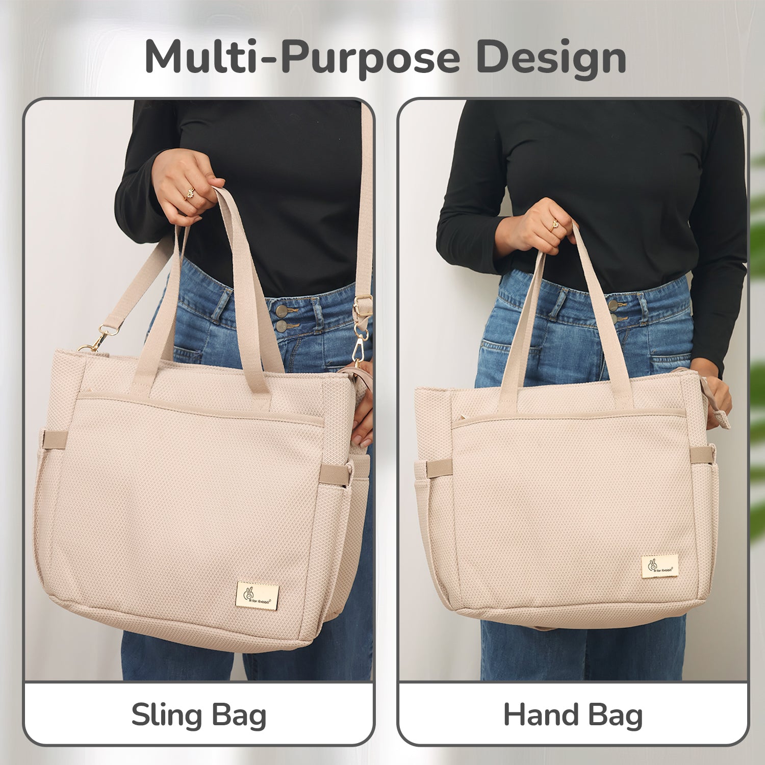 R For Rabbit Caramello Tote Diaper Bag Flyknit Fabric Multi-Purpose 18.3L