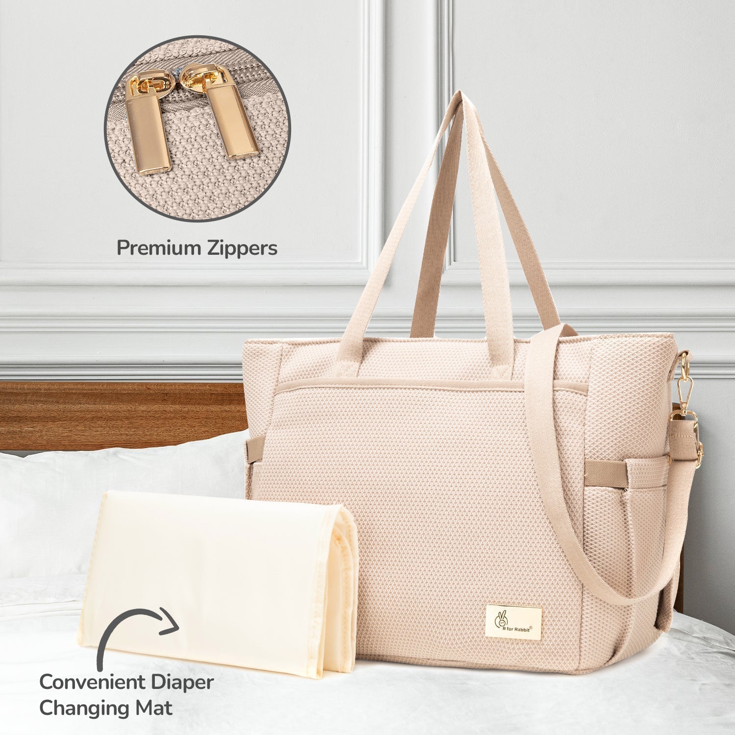 R For Rabbit Caramello Tote Diaper Bag Flyknit Fabric Multi-Purpose 18.3L