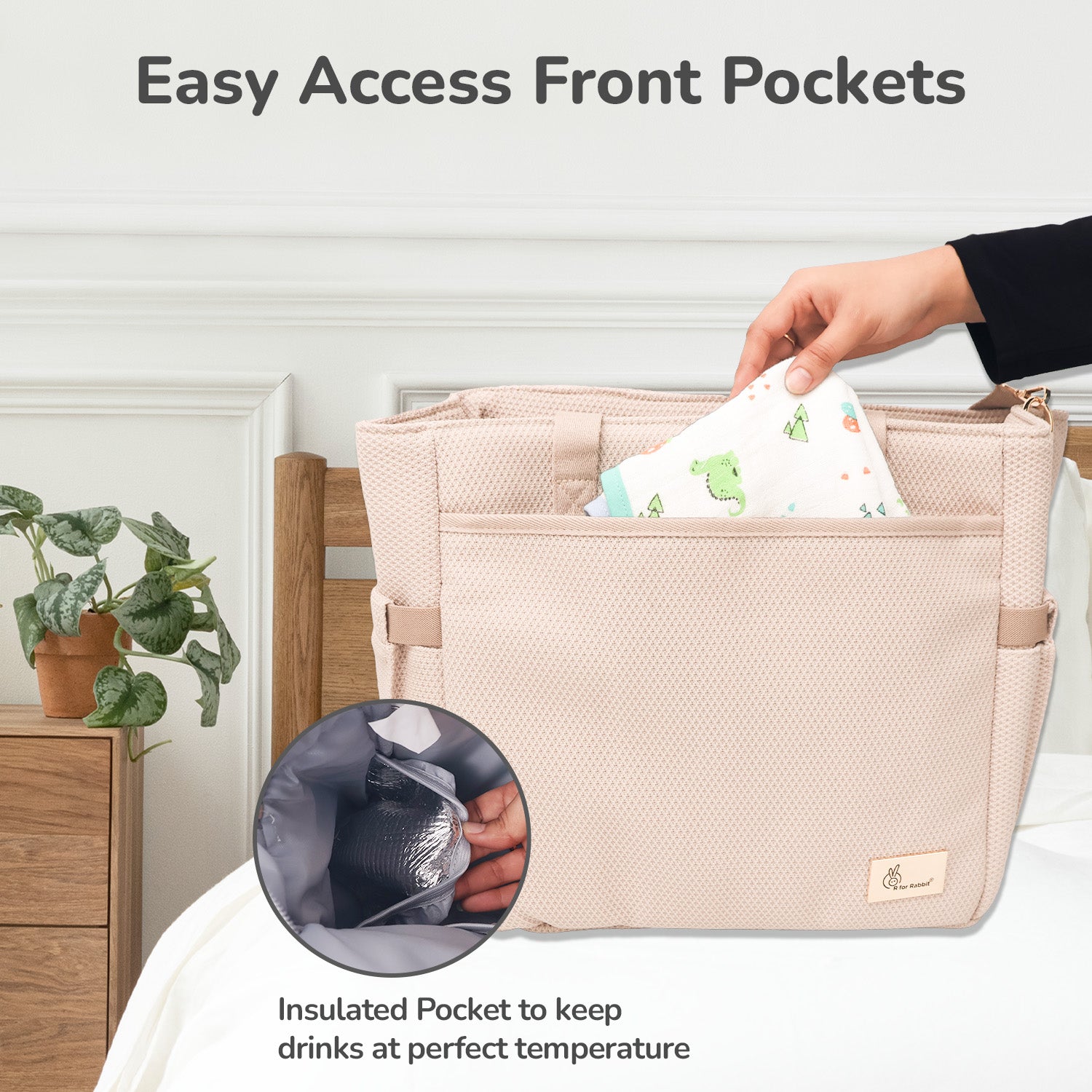 R For Rabbit Caramello Tote Diaper Bag Flyknit Fabric Multi-Purpose 18.3L
