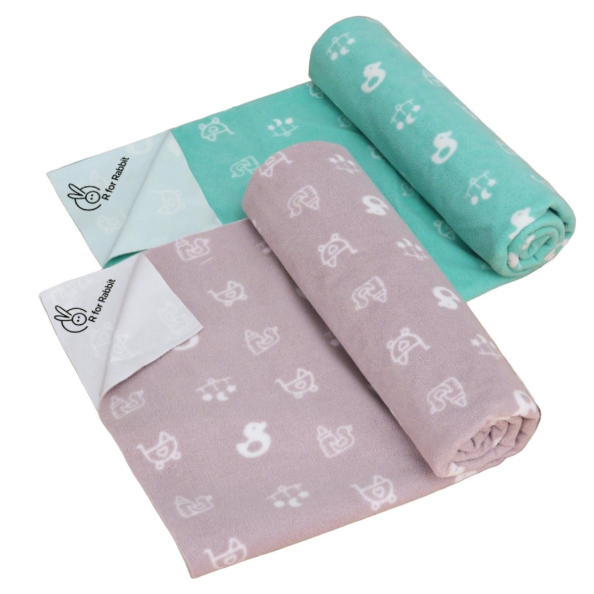 R For Rabbit Dry Nap Ultra Sheets Pack of 2 Green Grey 0.42lb