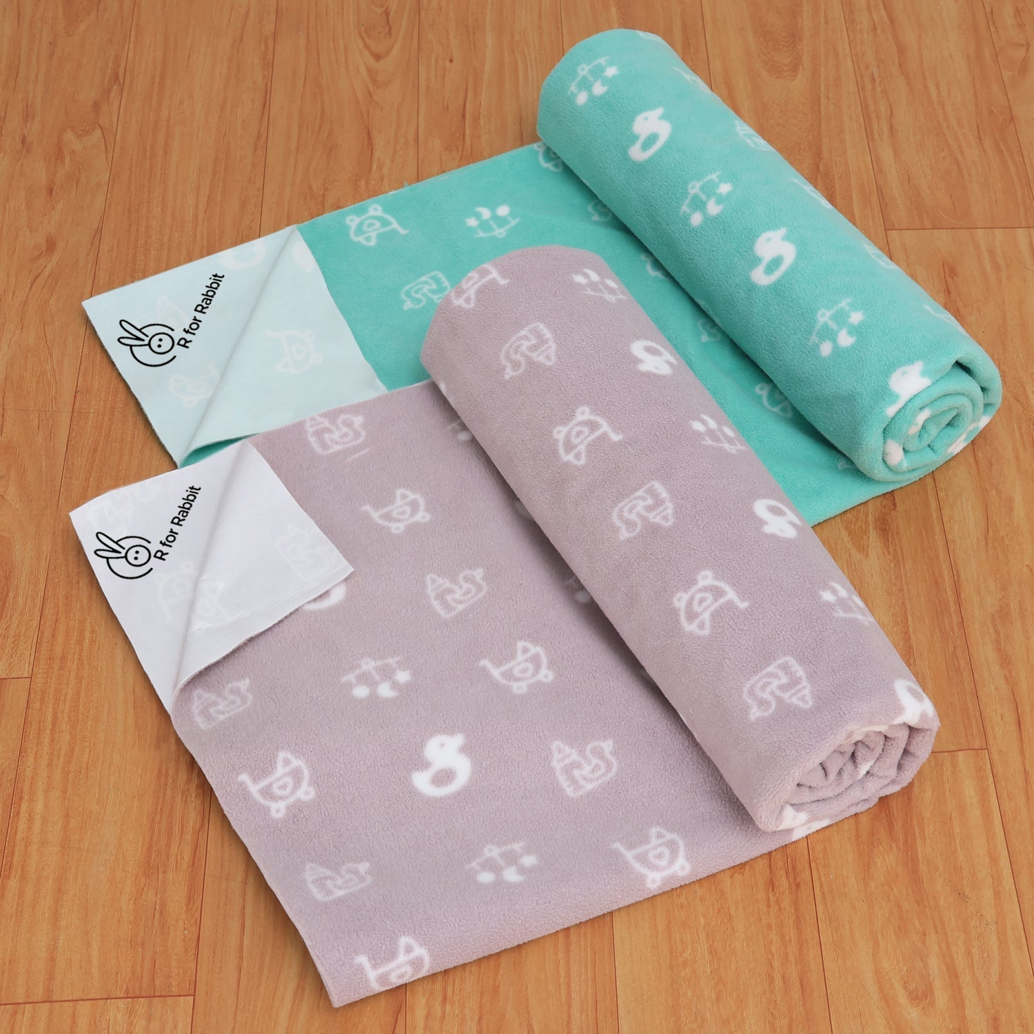 R For Rabbit Dry Nap Ultra Dry Sheets Green-Grey Pack of 2 1.08lb