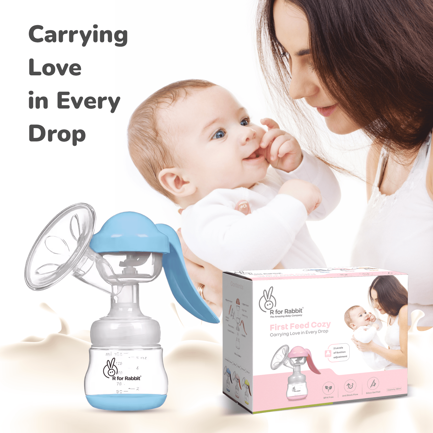 R For Rabbit First Feed Cozy Manual Breast Pump Blue 0.4lb