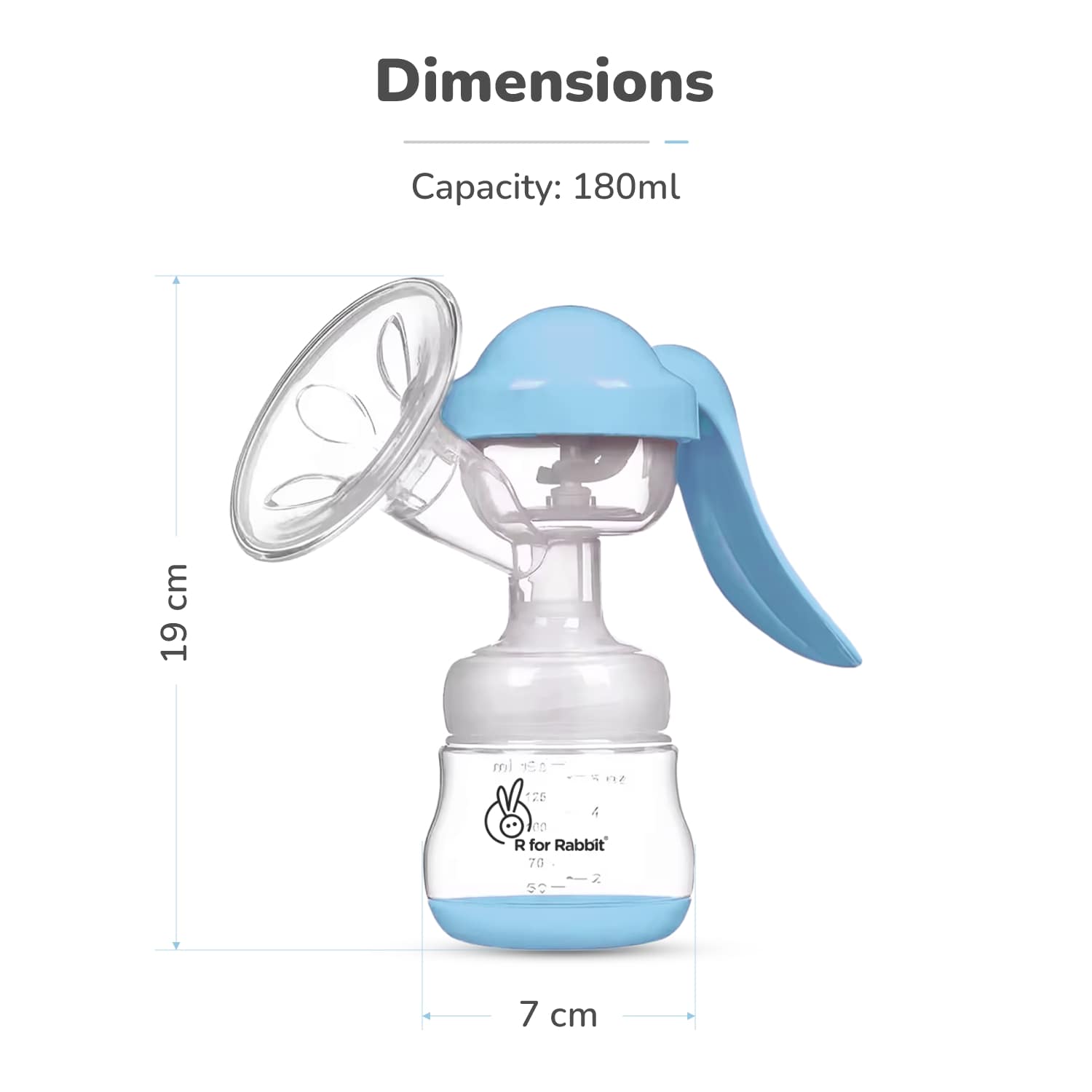 R For Rabbit First Feed Cozy Manual Breast Pump Blue 180ml 0.4lb