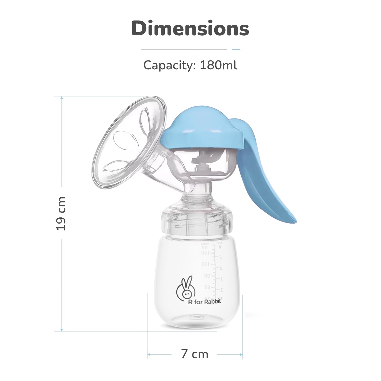 R For Rabbit First Feed Cozy Manual Breast Pump 2 Suction Levels BPA Free 0.4lb