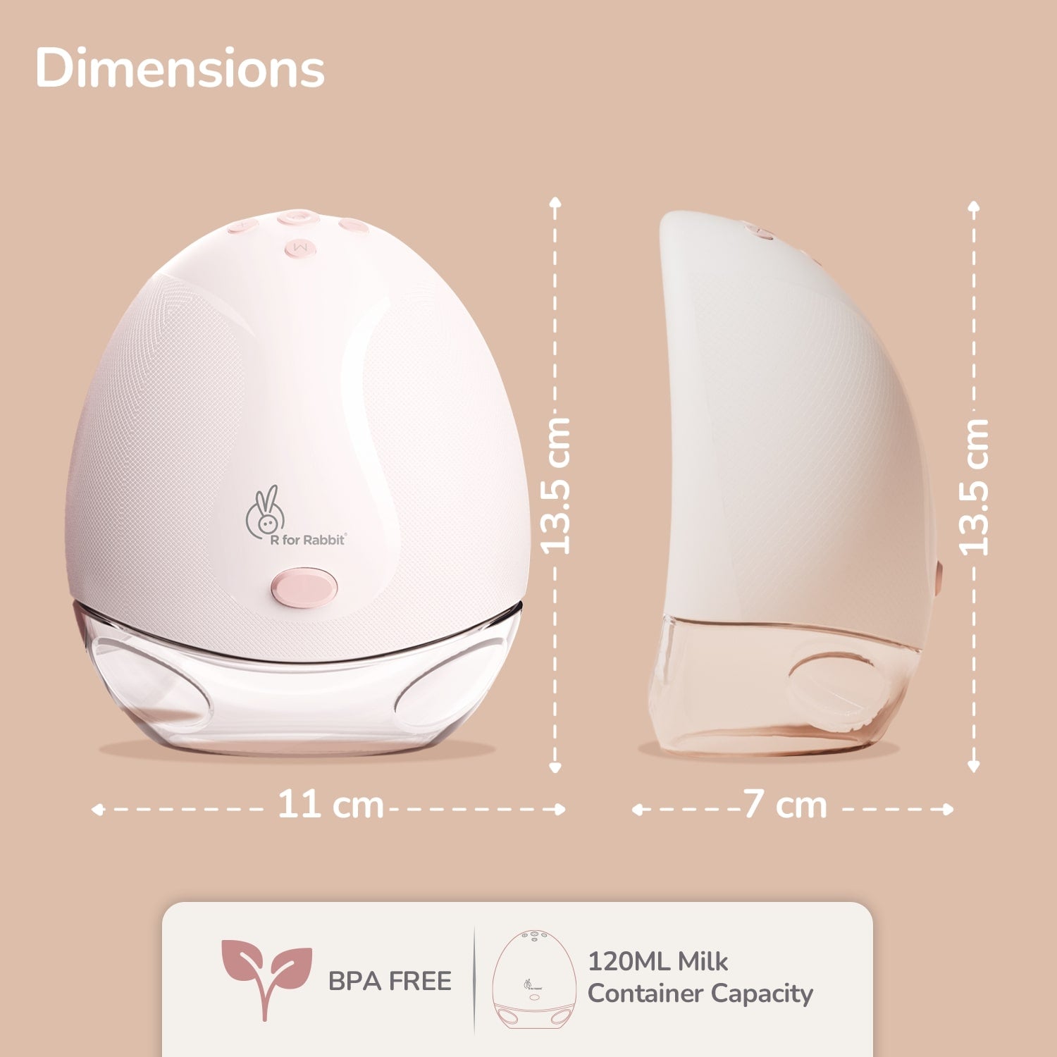 R For Rabbit First Feed Flexi Wearable Breast Pump Pink 120ml 0.55lb