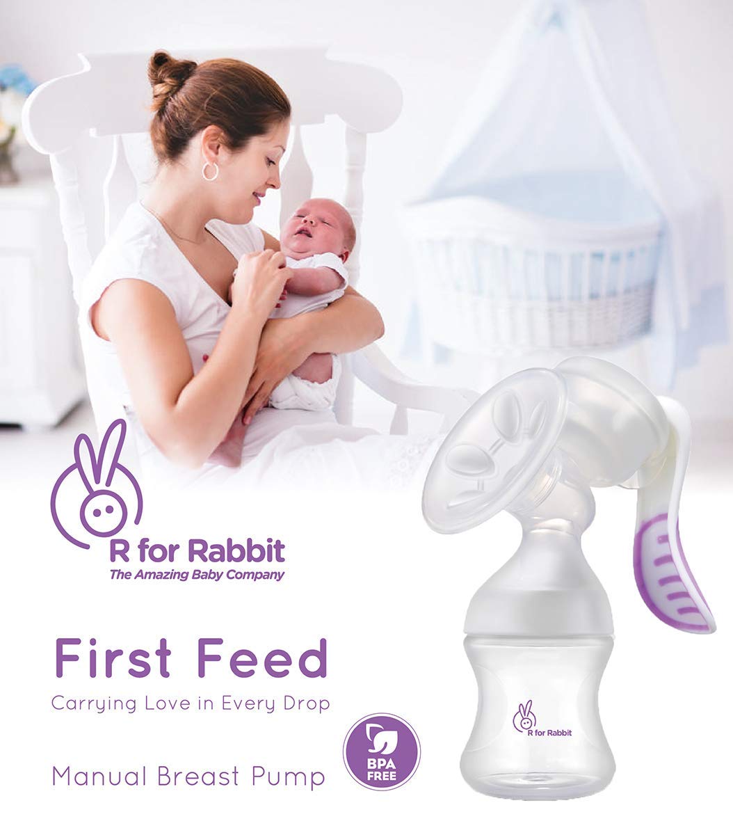 R For Rabbit First Feed Manual Breast Pump BPA Free Purple 0.73lb