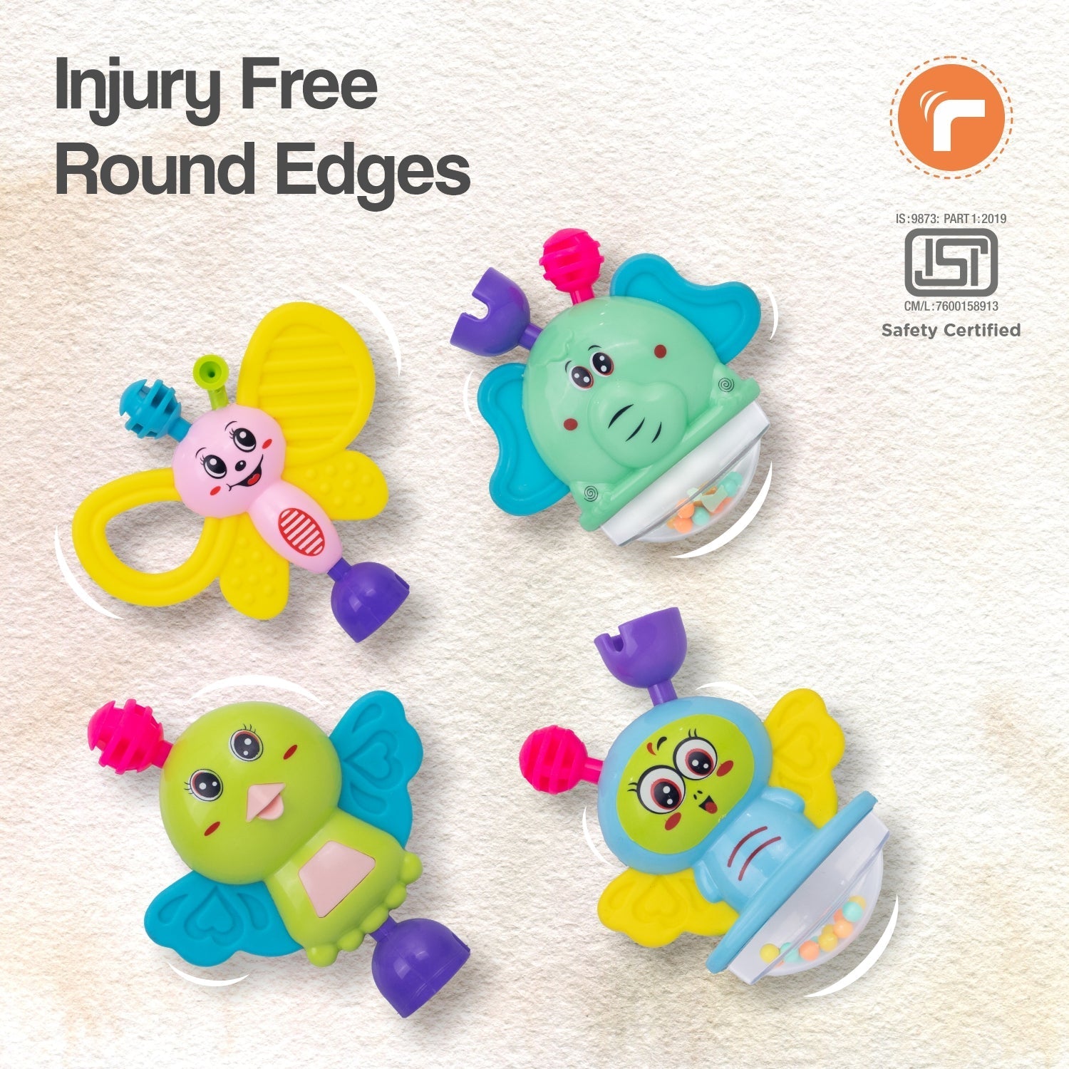 R For Rabbit Jingle Safari 5 Pc Silicone Rattle Set For Babies