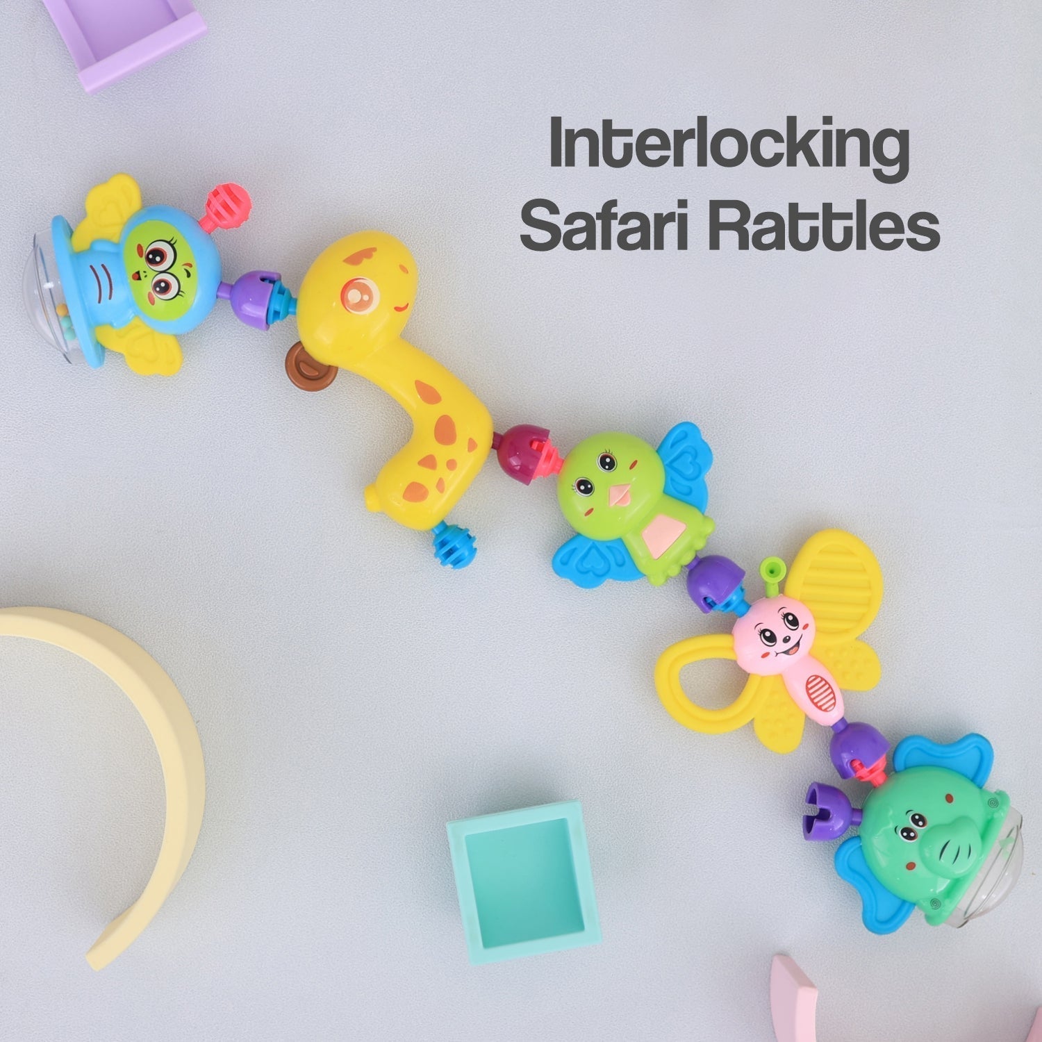 R For Rabbit Jingle Safari 5 Pc Silicone Rattle Set For Babies
