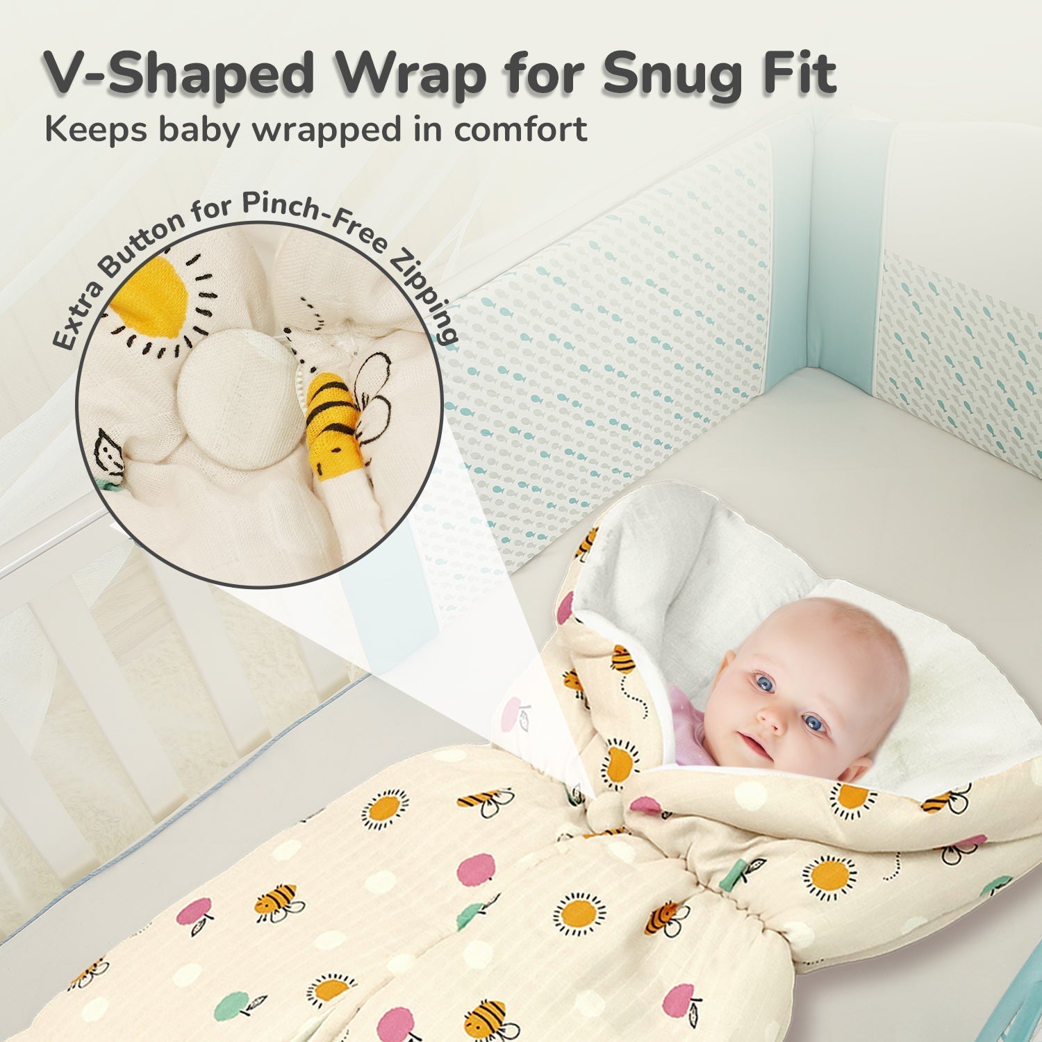 Snuggy Bliss 100% Muslin Cotton Baby Bedding For Newborns