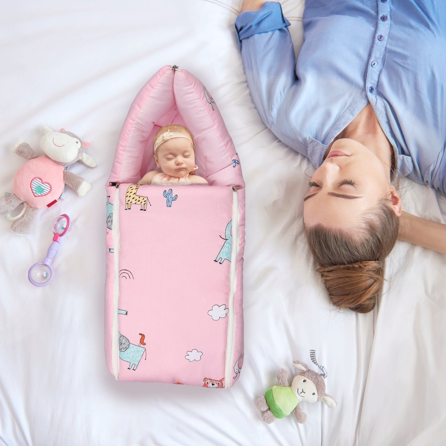 Blush Pink Cotton Snuggy Cozy Carry Nest For Babies