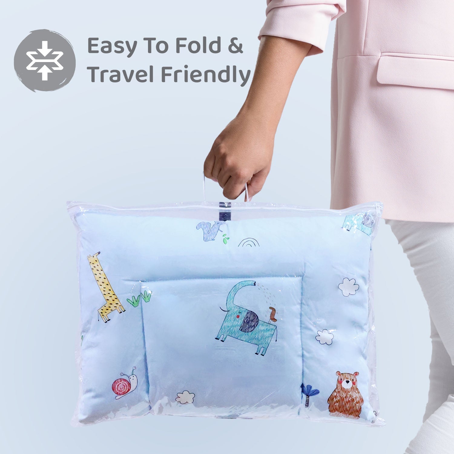 Sky Blue 1 PC Cotton Muslin Baby Nest Portable Bed