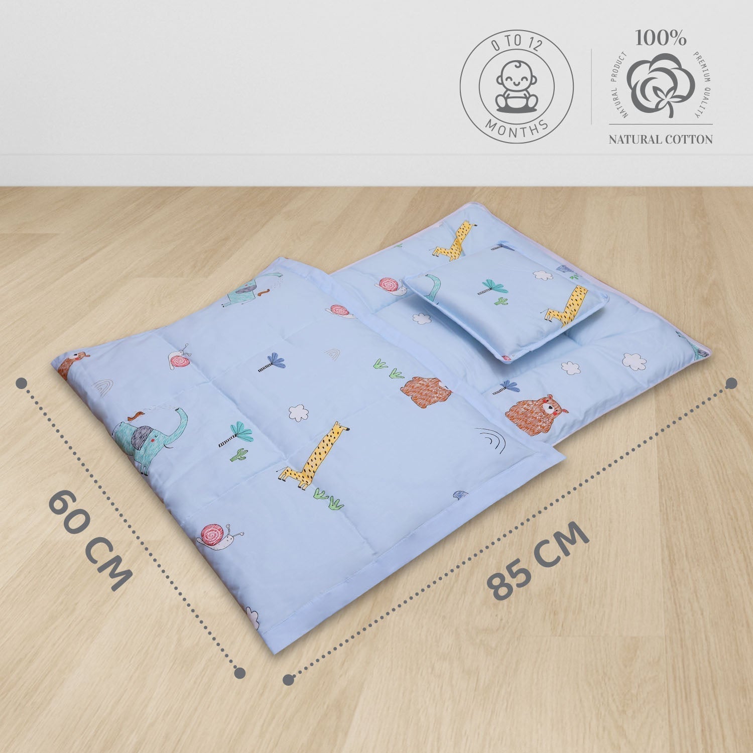 Sky Blue 1 PC Cotton Muslin Baby Nest Portable Bed