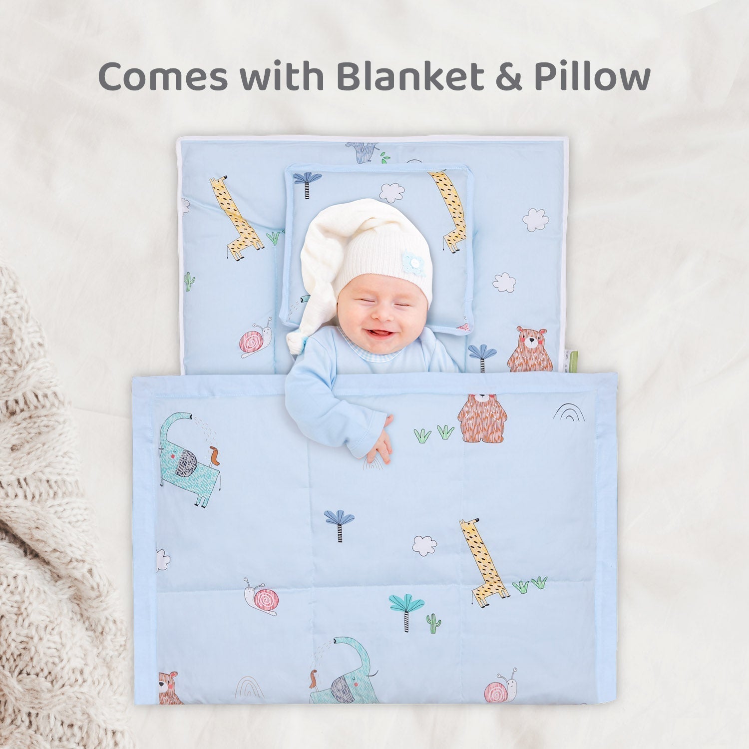 Snuggy Cozy Sky Blue Cotton Baby Nest For Babies