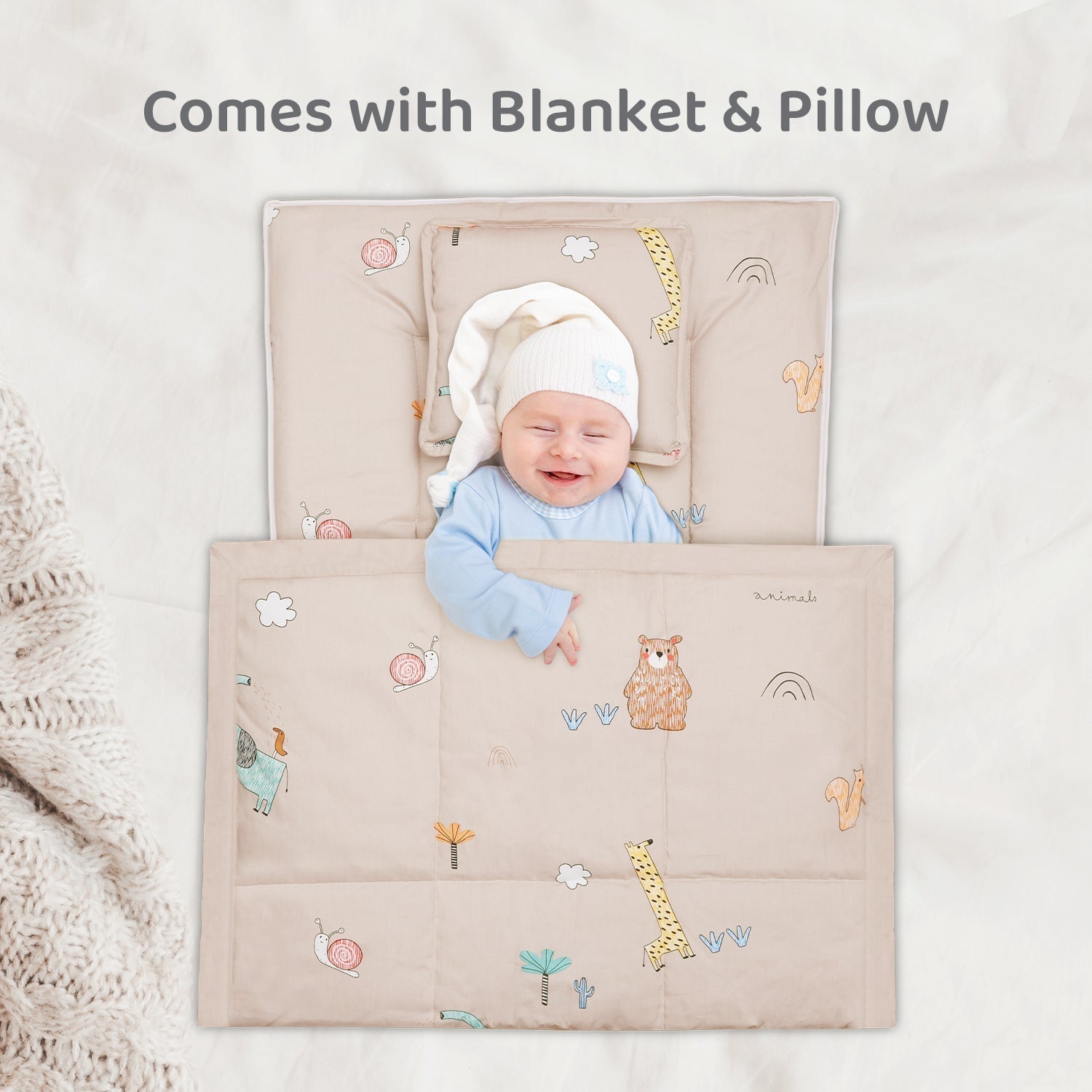 Snuggy Cozy 100% Cotton Tan Brown Portable Bed For Babies