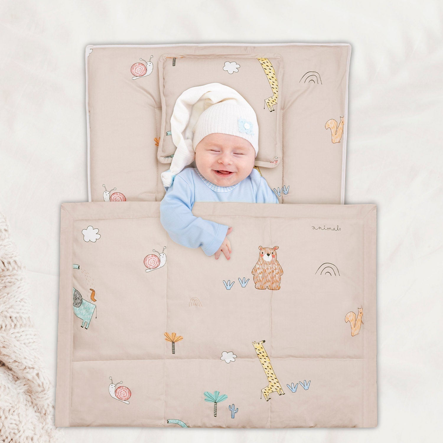 Snuggy Cozy 100% Cotton Tan Brown Portable Bed For Babies