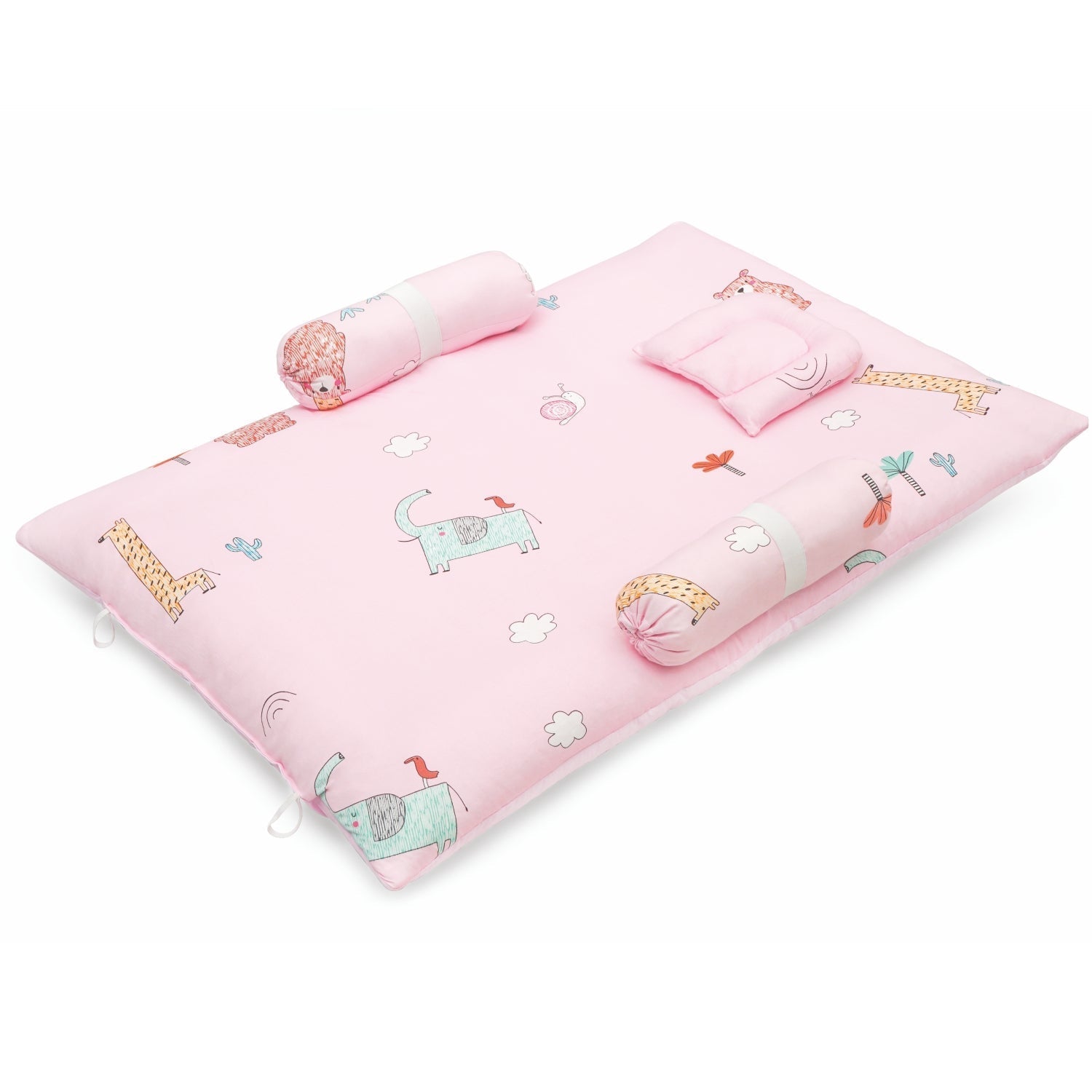 Snuggy Forest Pink 100% Cotton Portable Bed For Babies