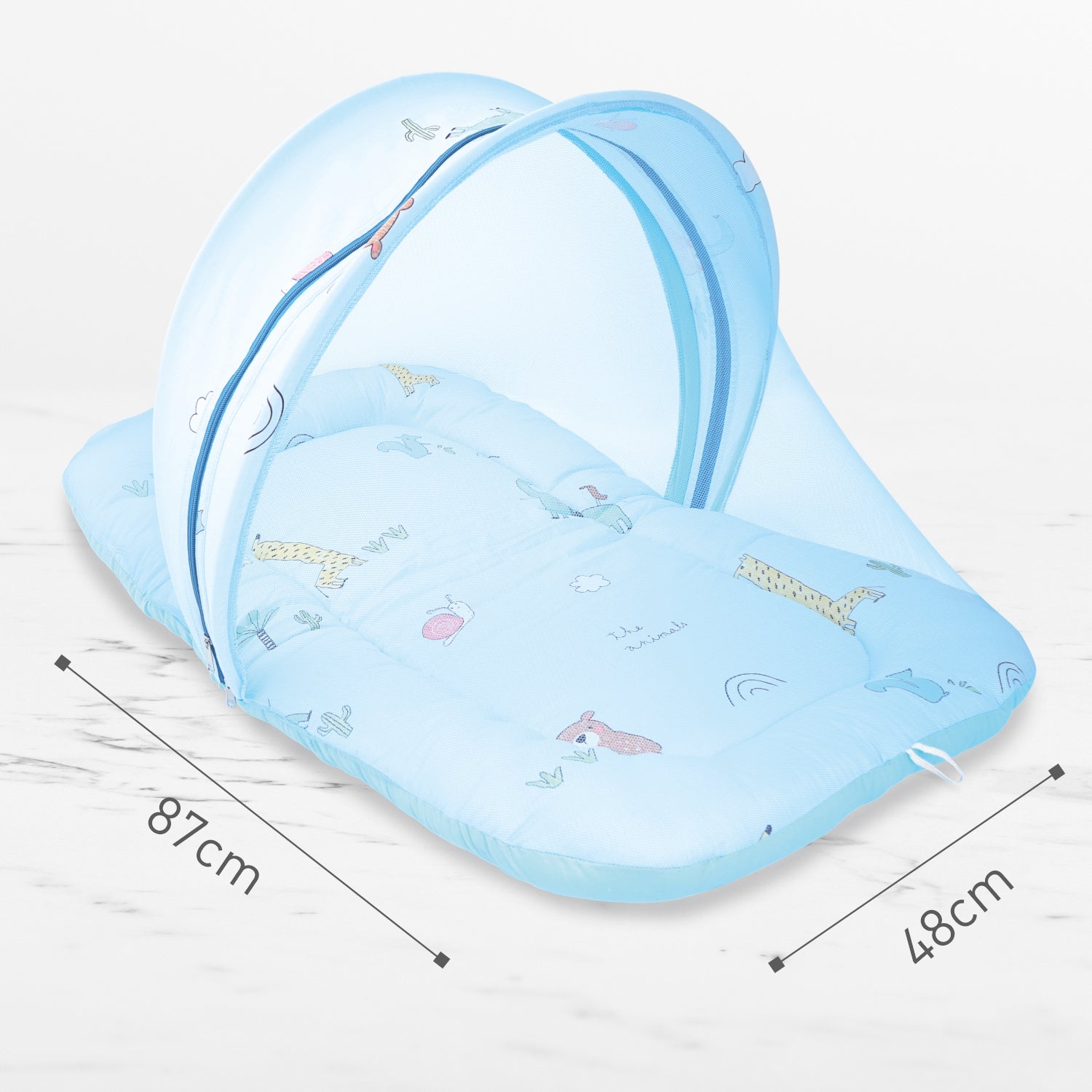 Snuggy Safari 100% Cotton Blue Portable Bed For Babies