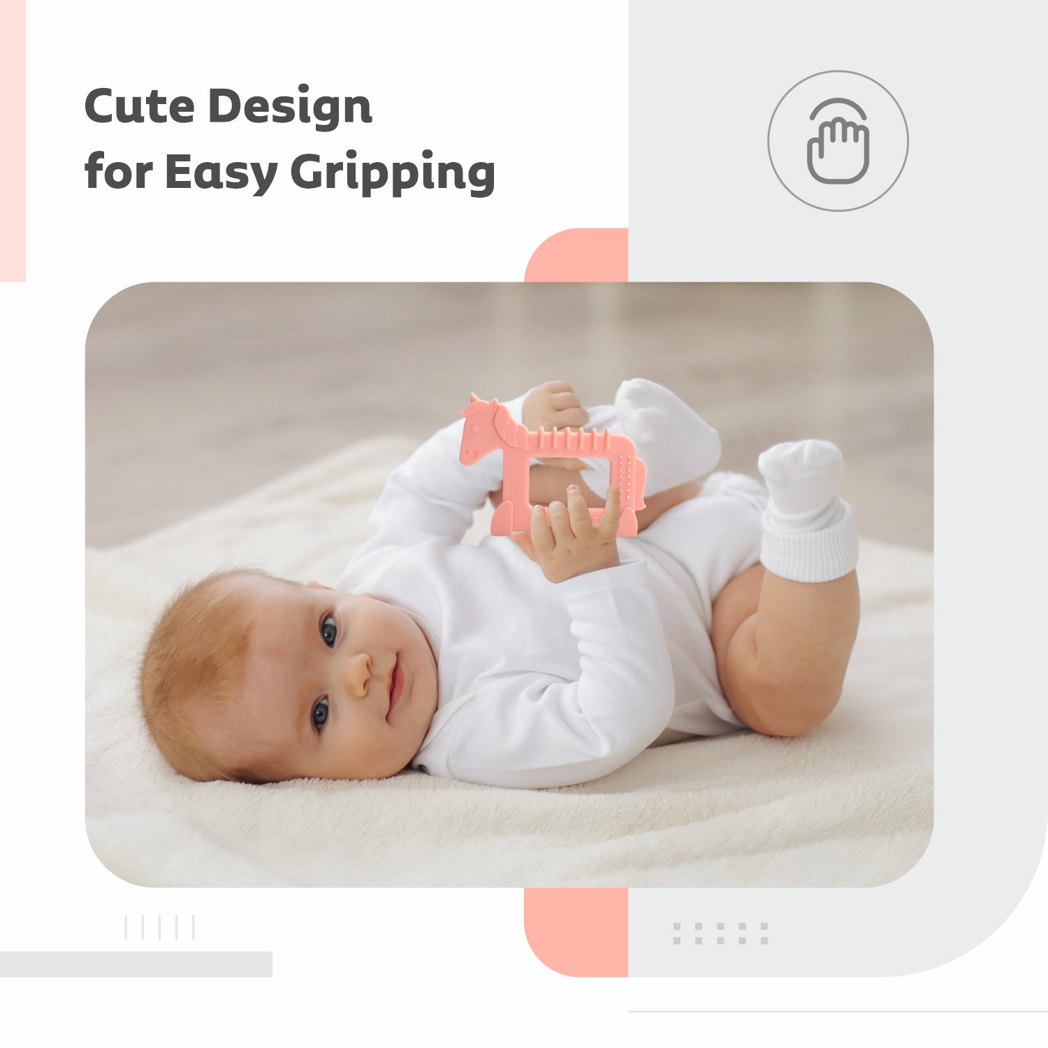 R for Rabbit Tiny Bites Safari 100% Silicone Orange Teether For Babies