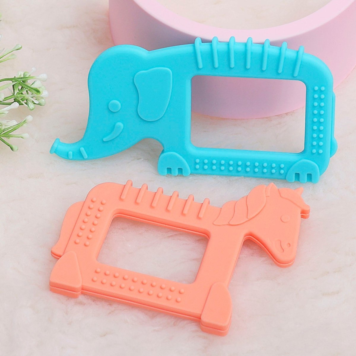 R For Rabbit Tiny Bites Safari 2 Pc Silicone Teether Set For Babies