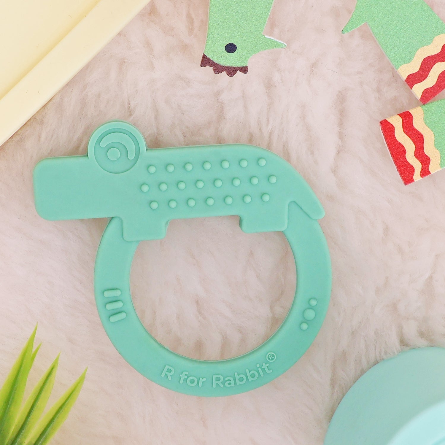 R For Rabbit Tiny Bites Zoobie Crocodile Silicone Teether For Babies
