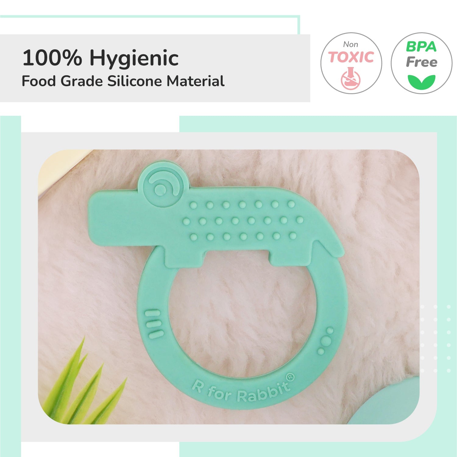 R For Rabbit Tiny Bites Zoobie Crocodile Silicone Teether For Babies