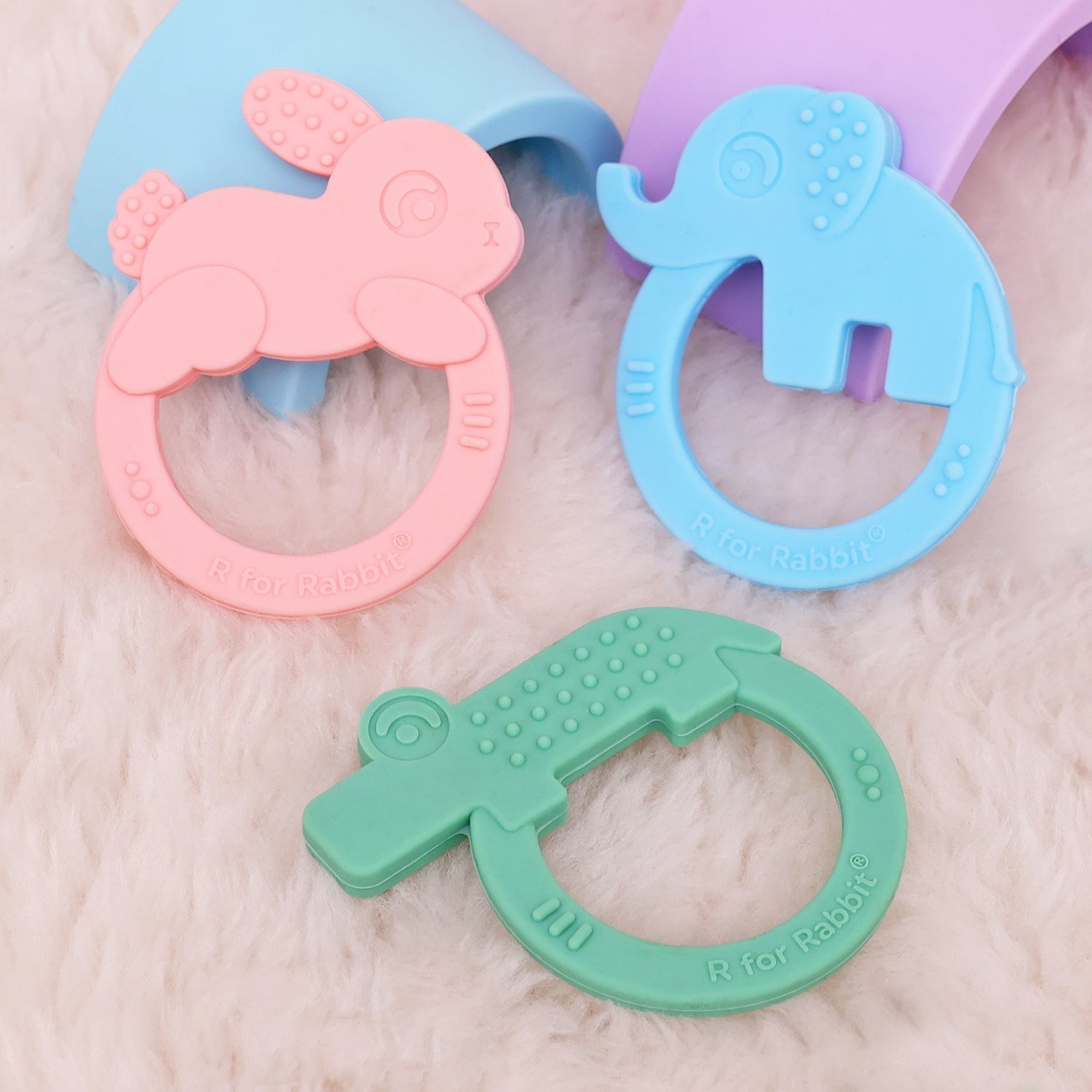 R For Rabbit Tiny Bites Zoobie 3 Pc Silicone Teether Set For Babies