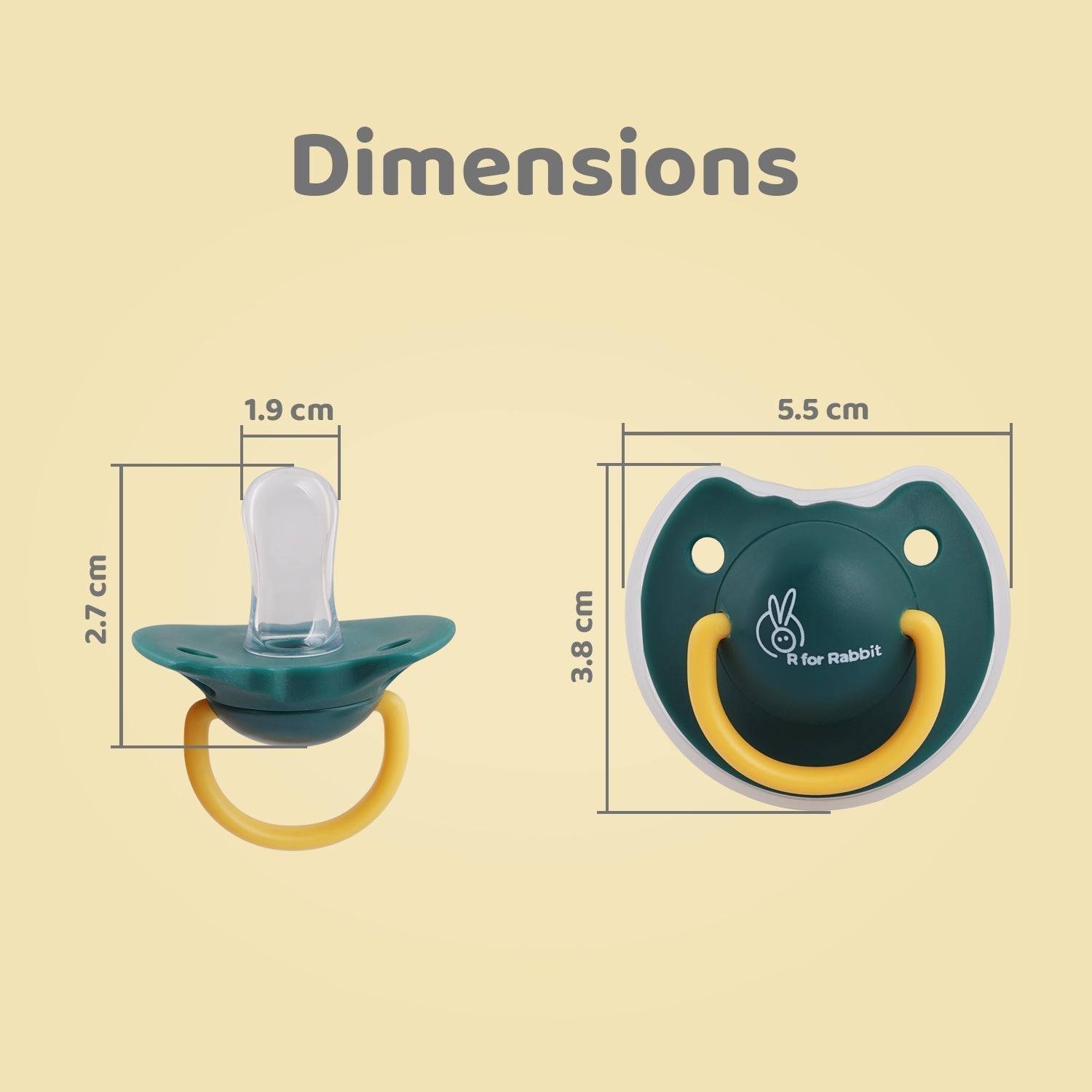 R for Rabbit Tusky Green Food-Grade Silicone Pacifier For Babies