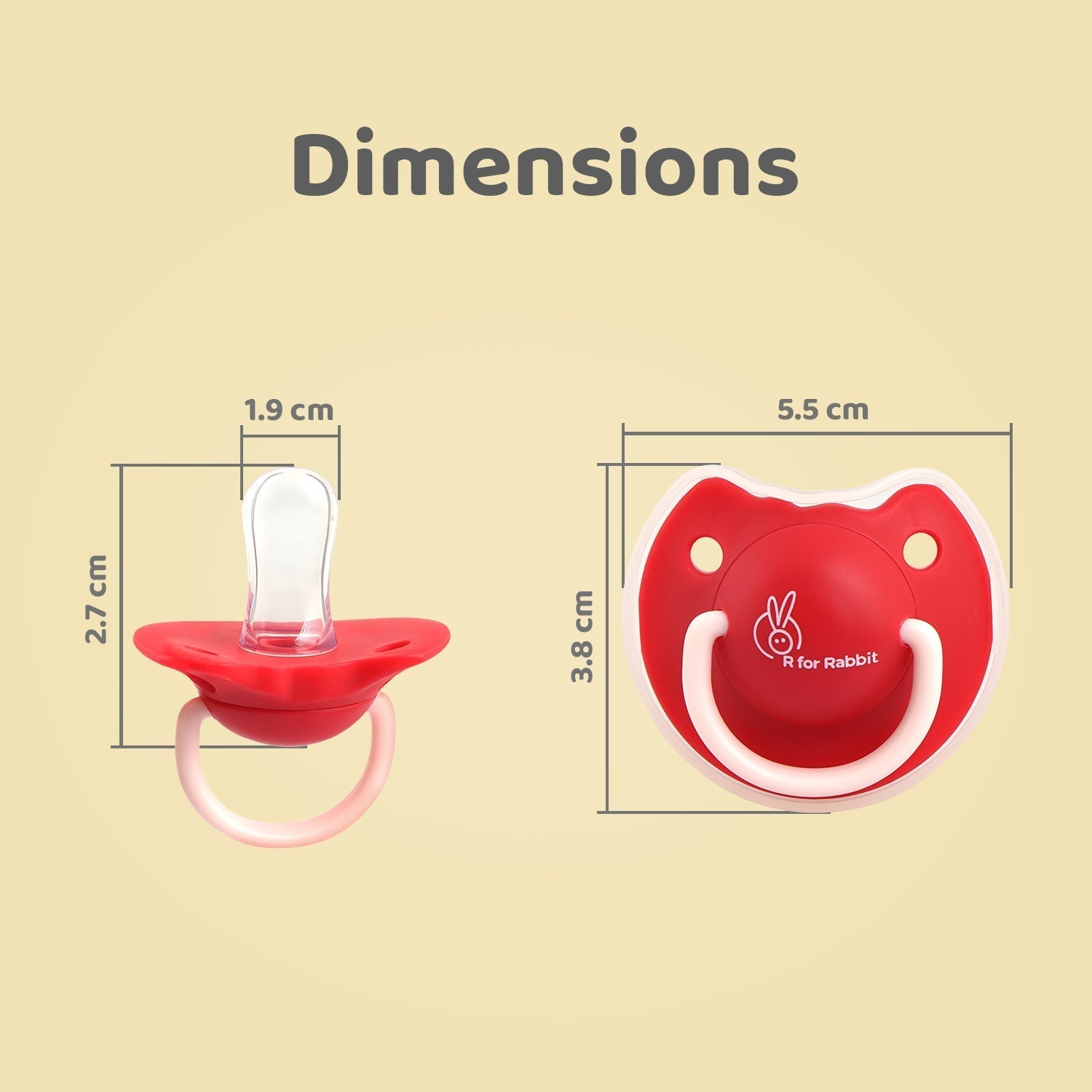 R For Rabbit Tusky Red Size M Orthodontic Pacifier For Babies