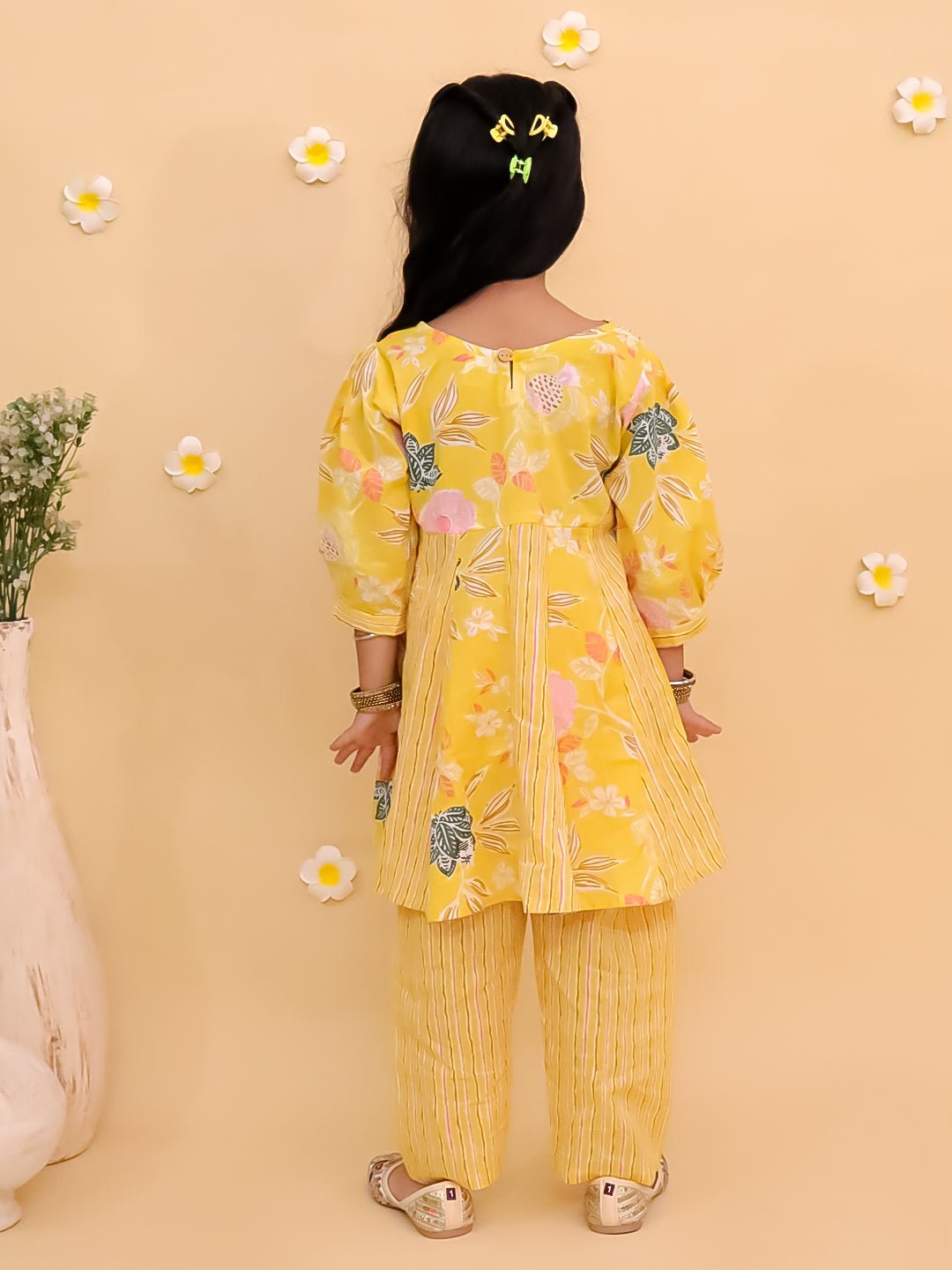 Ray of Style Floral Print Girls Anarkali Kurta Set