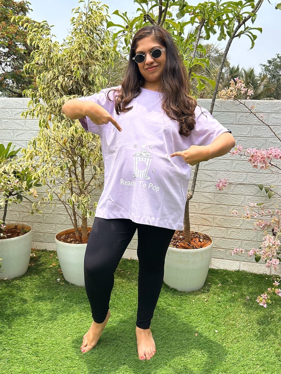  Ready To Pop Oversized Maternity and Nursing T shirt Lavender