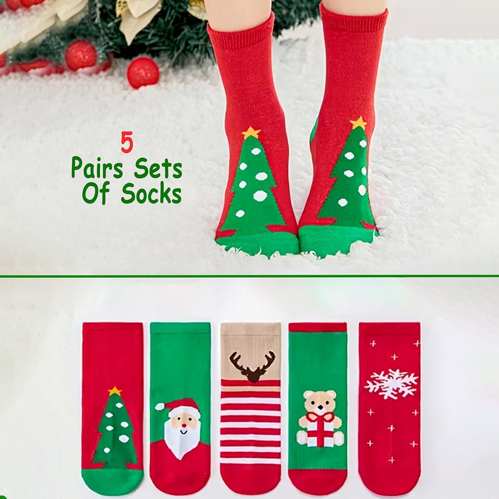 Little Surprise Box Red Green Christmas Ankle Socks Set