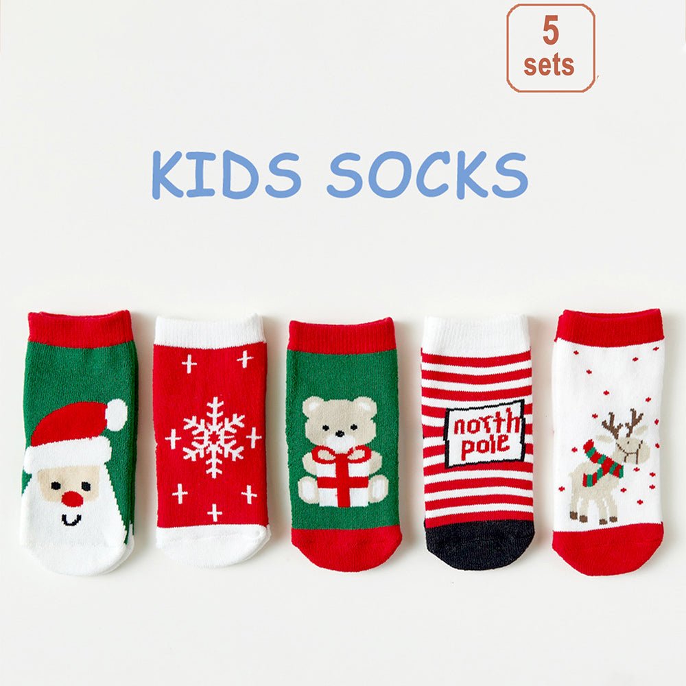 Little Surprise Box Red Green White Themed Christmas Ankle Socks Set