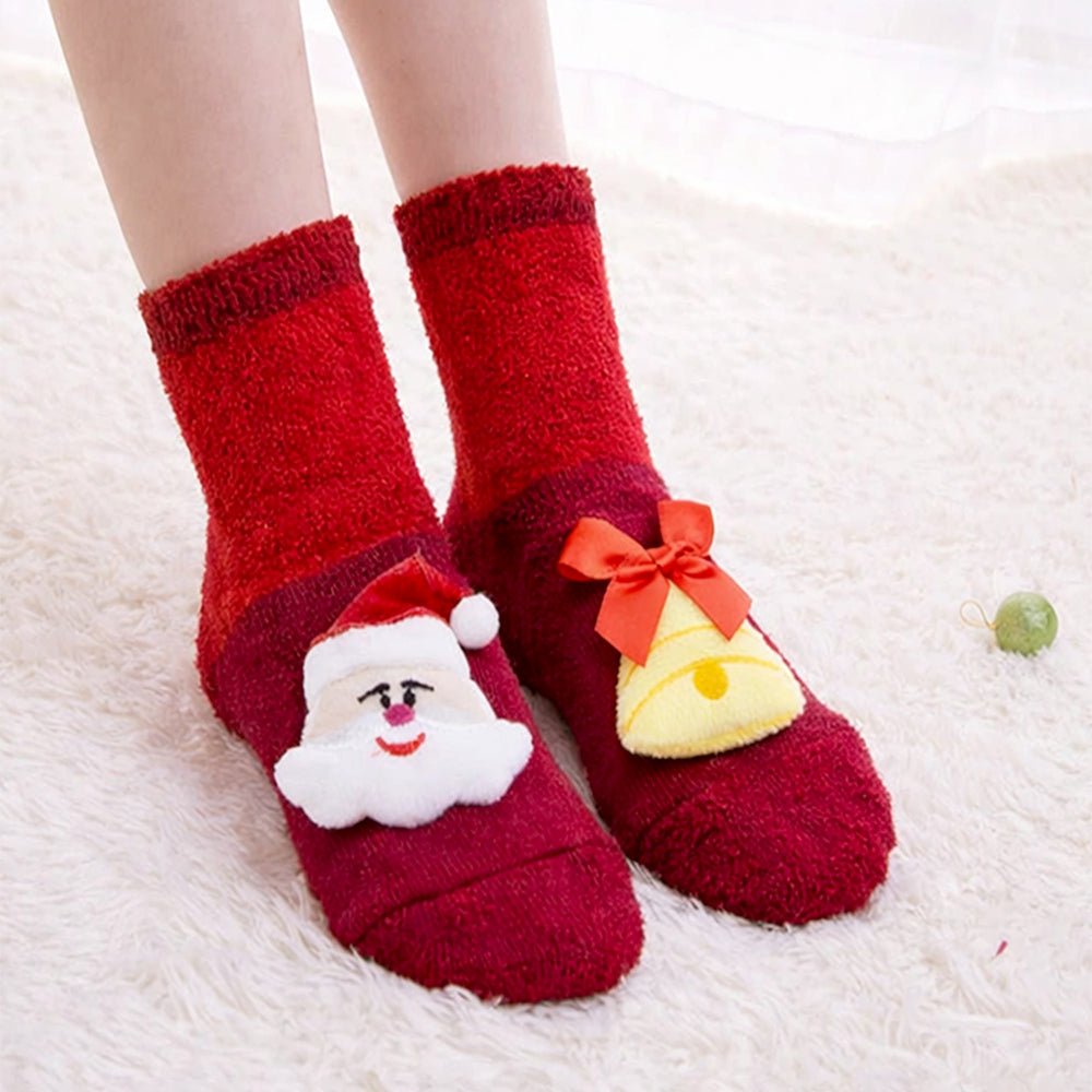 Little Surprise Box Red Santa Bell Christmas Themed Socks