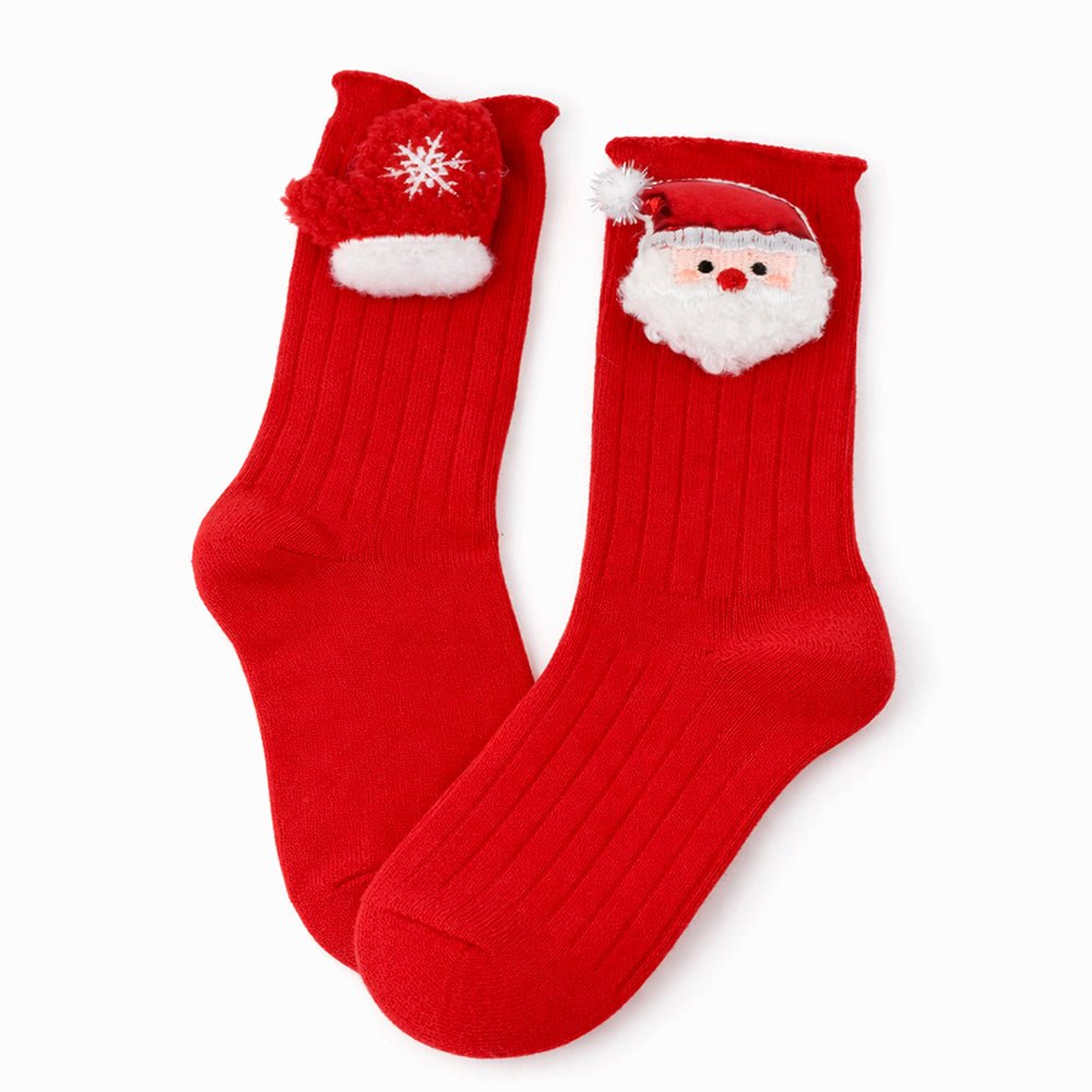 Little Surprise Box Red Santa Mittens Christmas Kids Ankle Socks