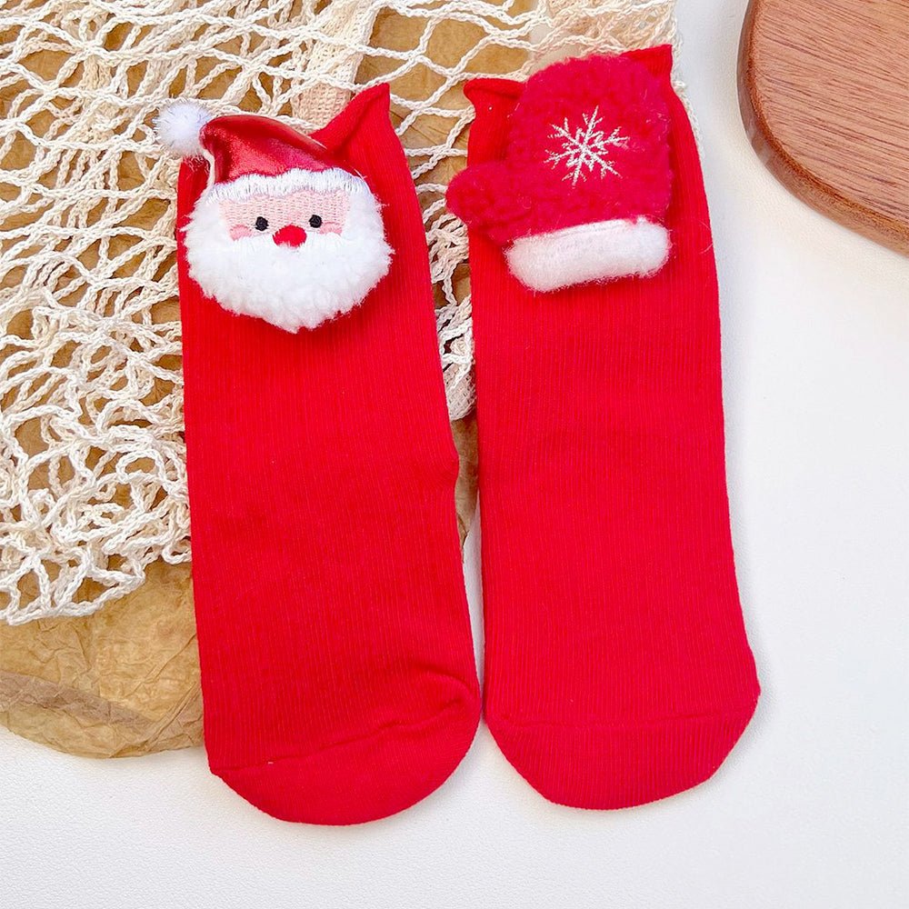 Little Surprise Box Red Santa Mittens Christmas Kids Ankle Socks