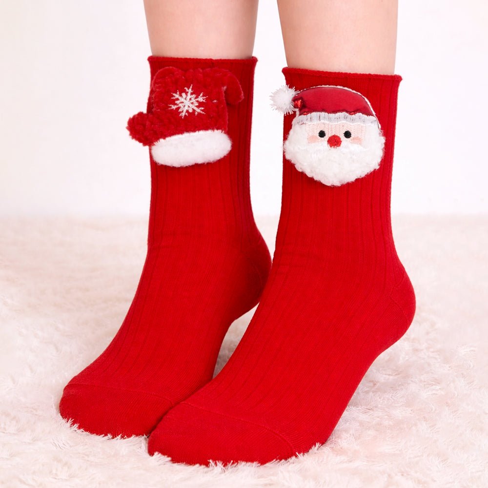 Little Surprise Box Red Santa Mittens Christmas Kids Ankle Socks