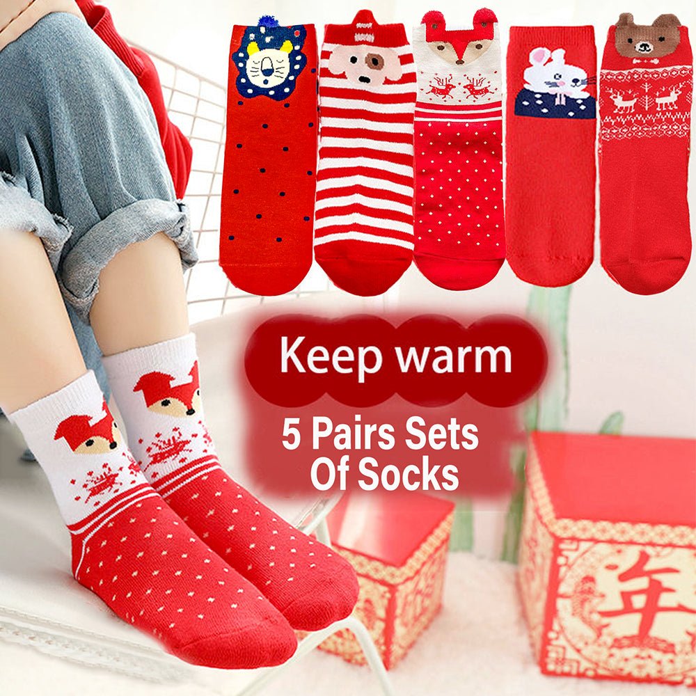 Little Surprise Box Red White Themed Christmas Ankle Socks Set
