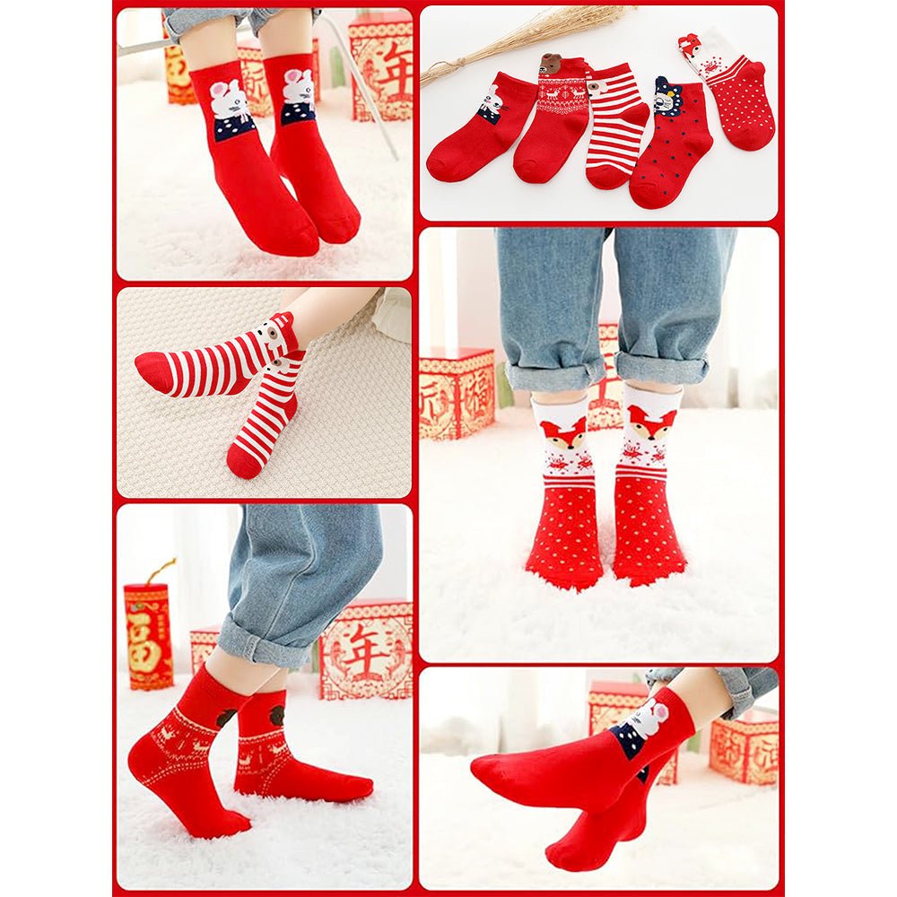 Little Surprise Box Red White Themed Christmas Ankle Socks Set